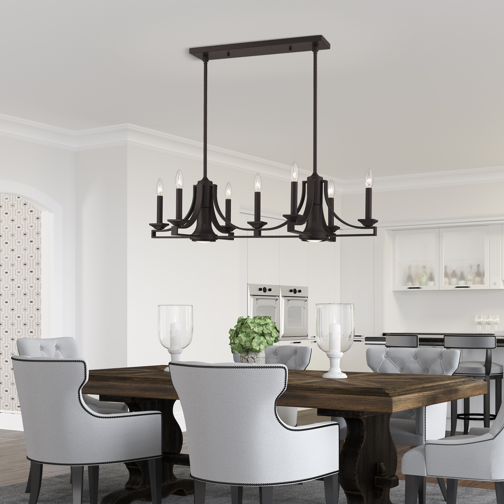 Livex Lighting 40057-07 Trumbull 9 -Light Matte Bronze Transitional For Use in Bathrooms, Bedrooms, Dining Rooms, Foyers, Kitchens, Living Rooms Chandelier