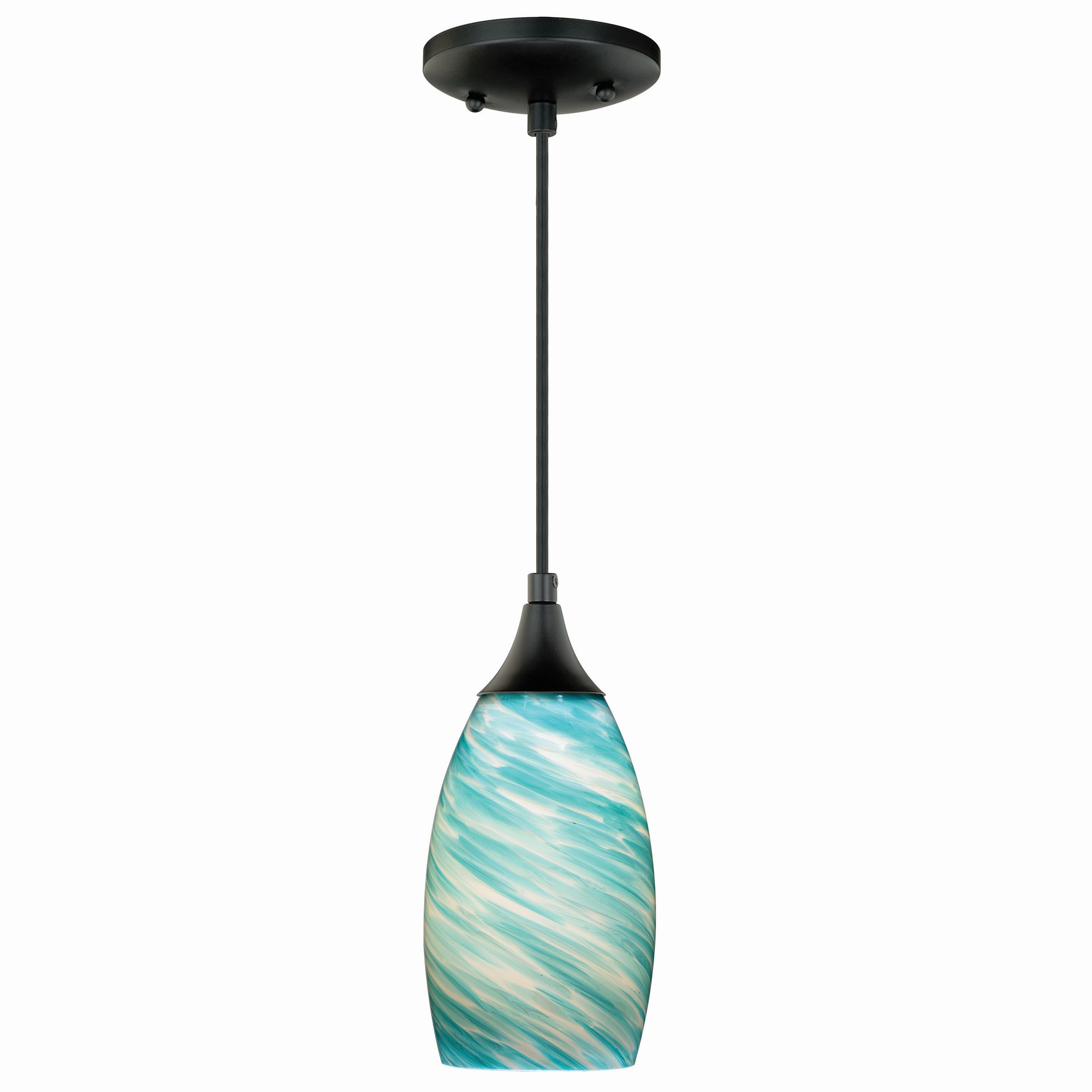 Cascadia P0171 Milano Oil Rubbed Bronze Transitional Art glass Bell Mini Hanging Pendant light