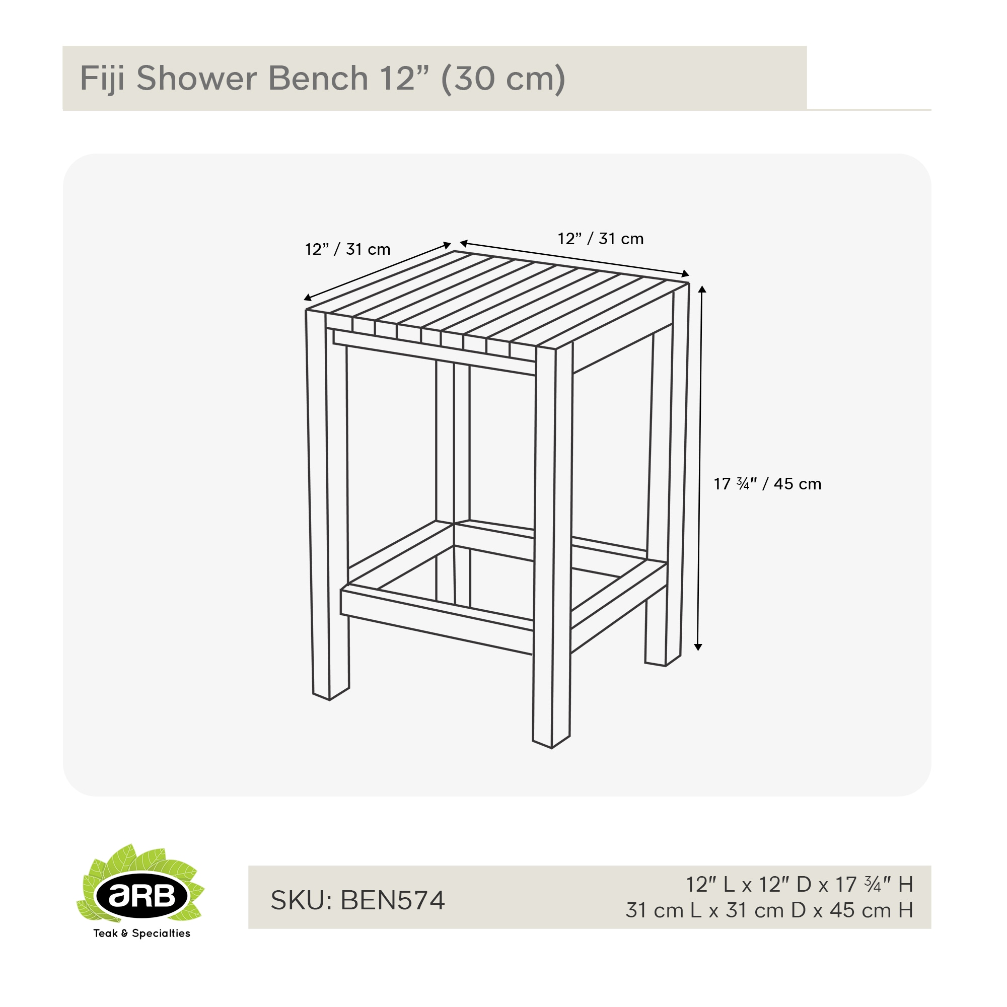 ARB Teak & Specialties BEN574 Bath-Safety-Seats-Benches - View #7