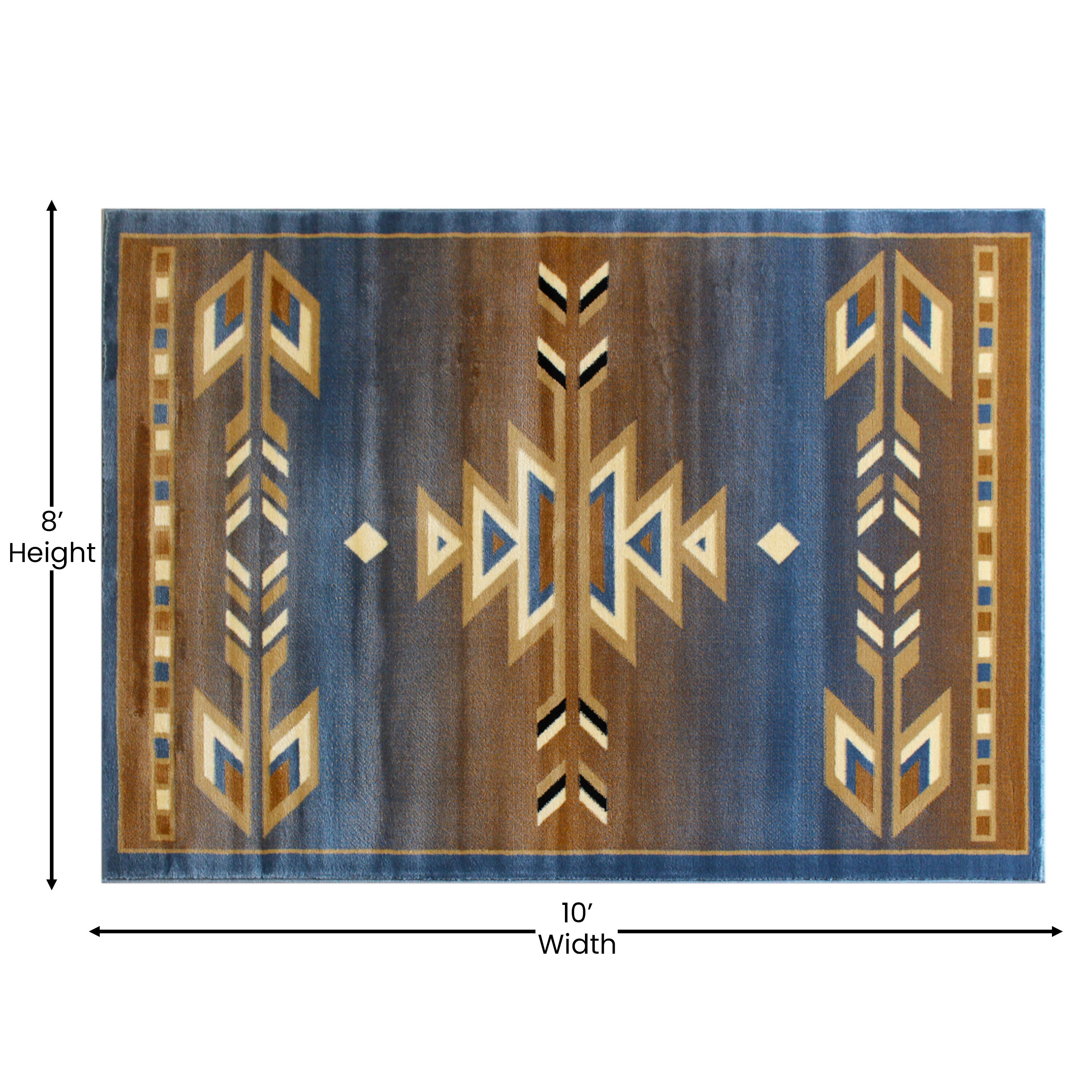 Southwestern Blue Geometric 8' x 10' Synthetic Area Rug