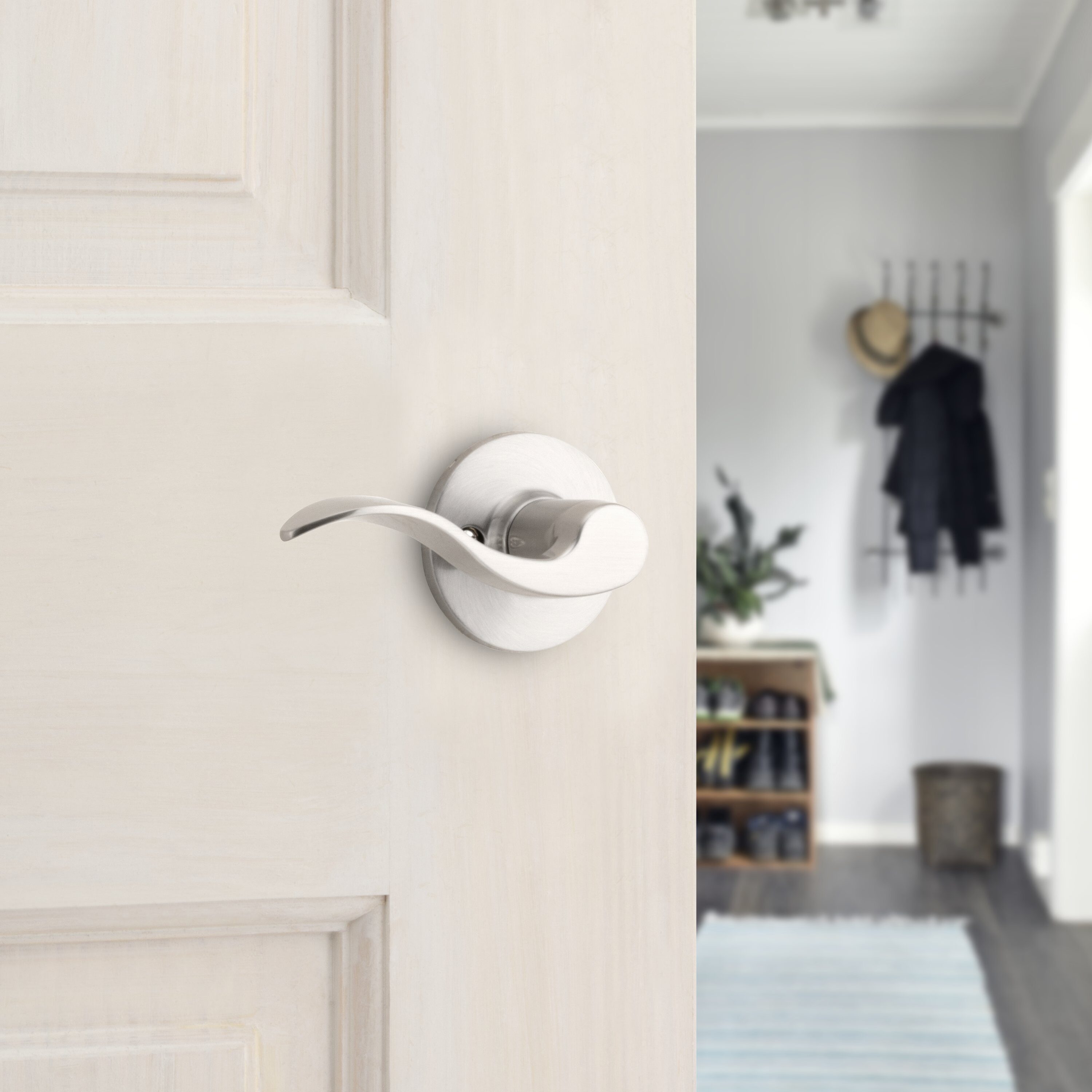 Rok Hardware Satin Nickel Privacy Home Bedroom Closet Door Handle Lever  Lock - Right