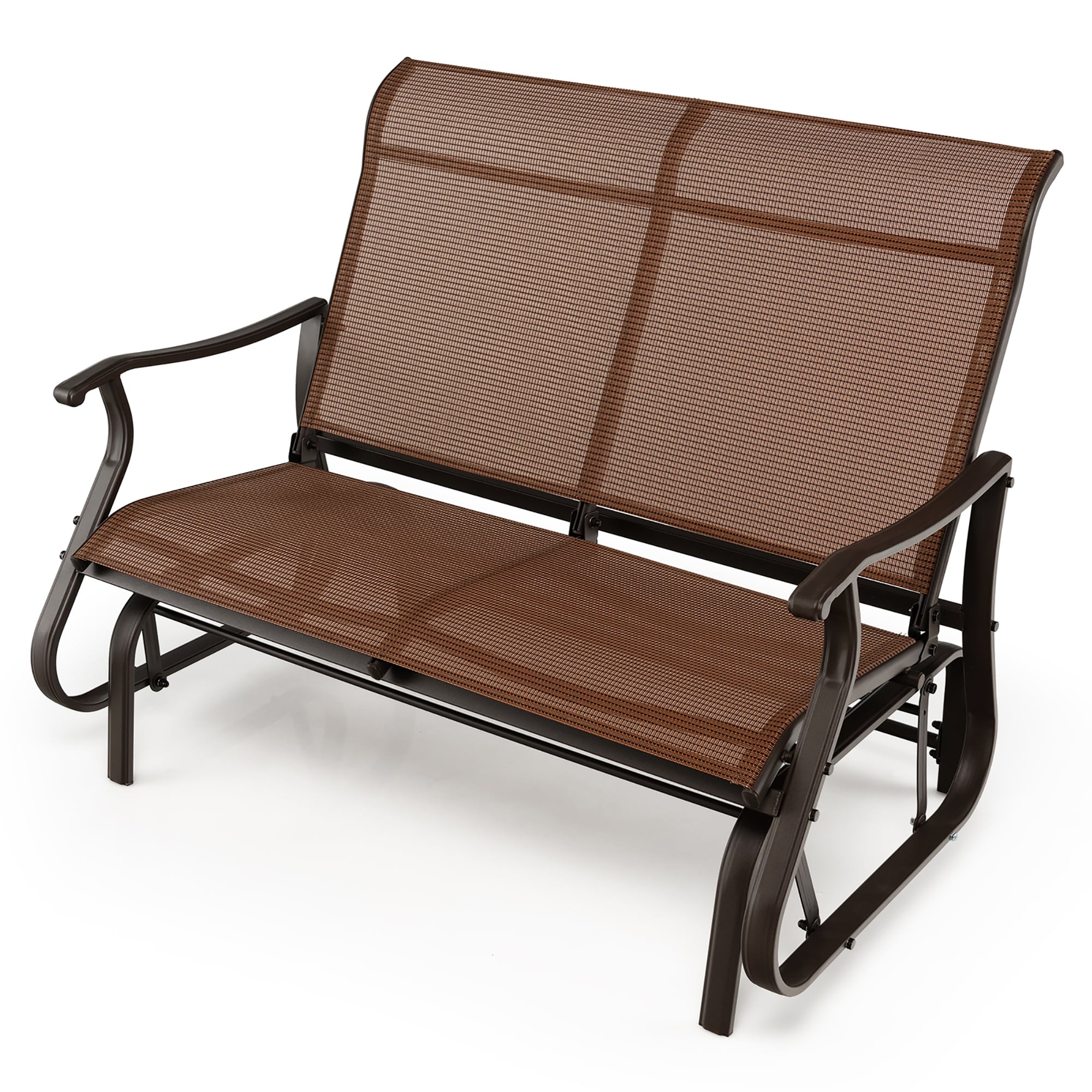 Goplus NP10503CF 47-Inches W x 38-Inches H Brown Steel Garden Bench