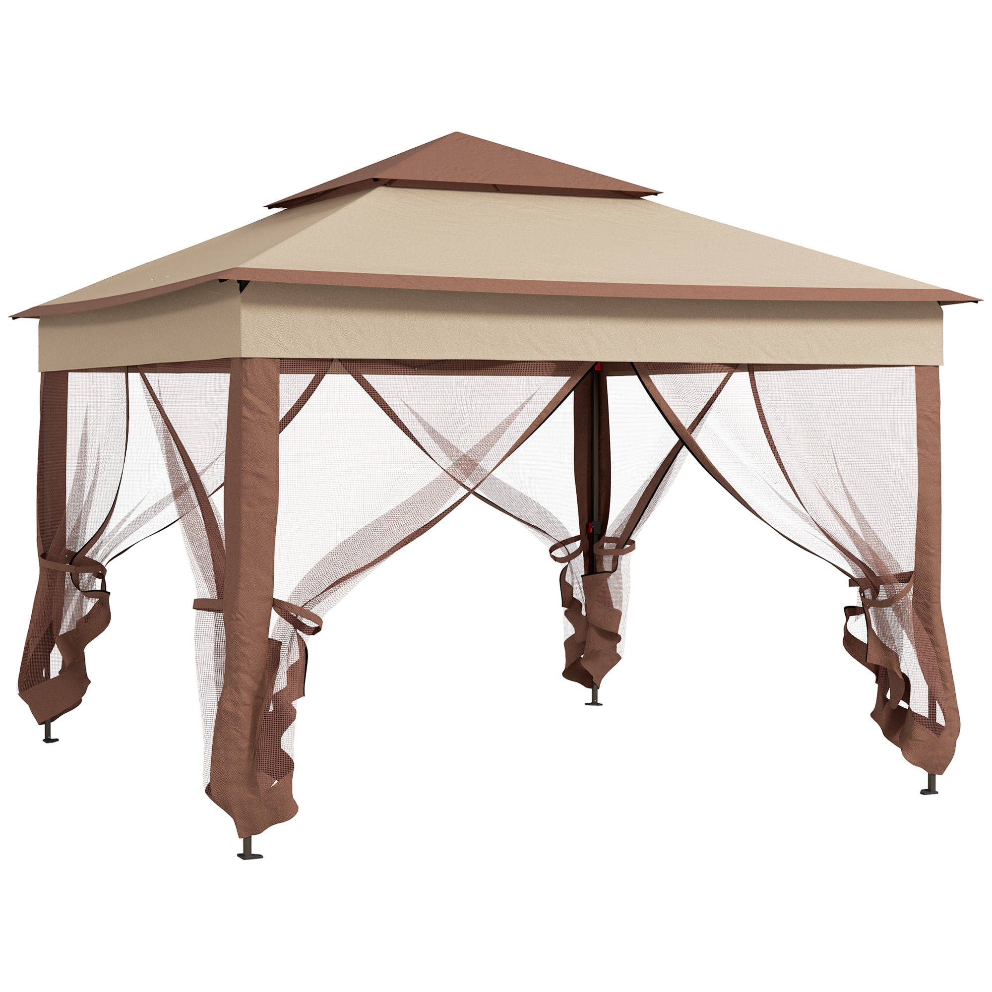 Siavonce XH29141 10.7-ft x 10.7-ft khaki Gazebo with Soft Top Roof (Screen Included)