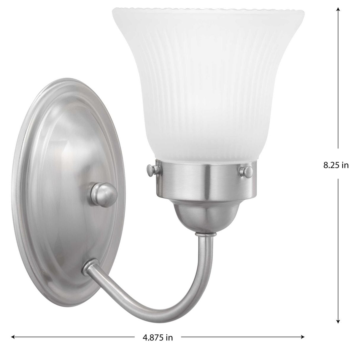 Brushed Nickel Fluted Glass 8.25" Vanity Light
