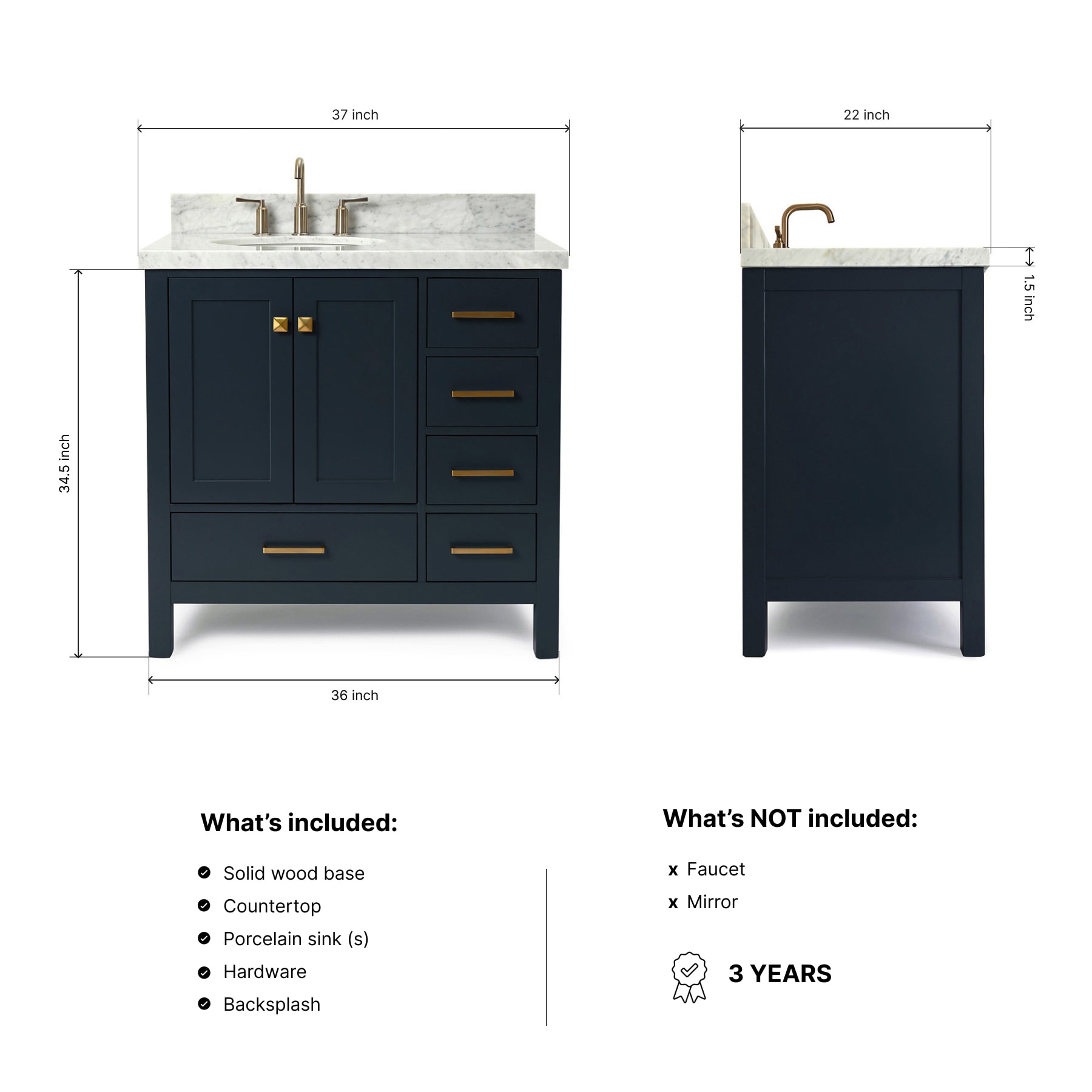 ARIEL A037S-L-VO-MNB Bath-Vanity-Combo - View #4