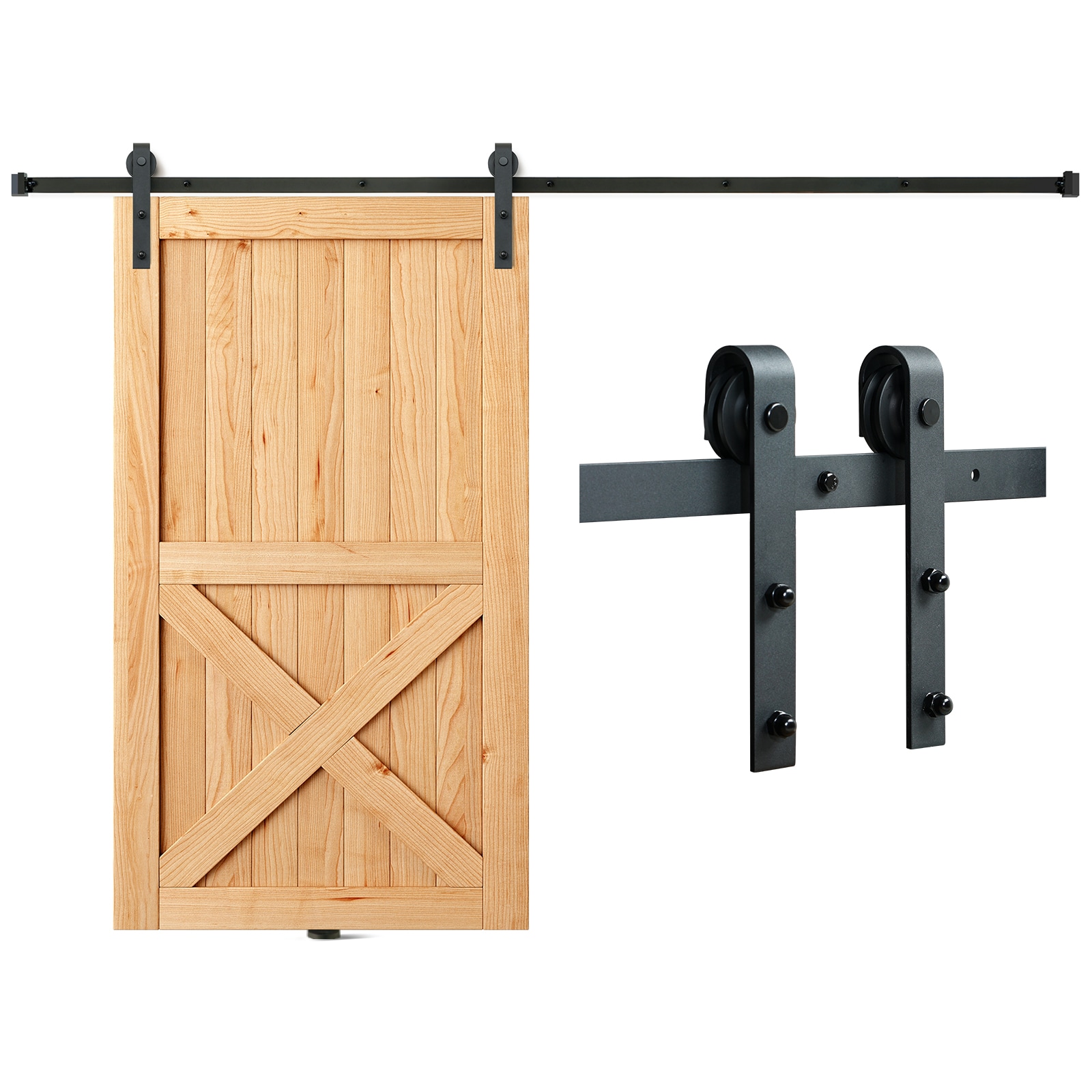 Barn Door Latch - Shed Door Latch - Sliding Barn Door Latches and Catches -  Barn Door Lock - Black Wrought Iron Rustic Flip Latch Hardware Kit for