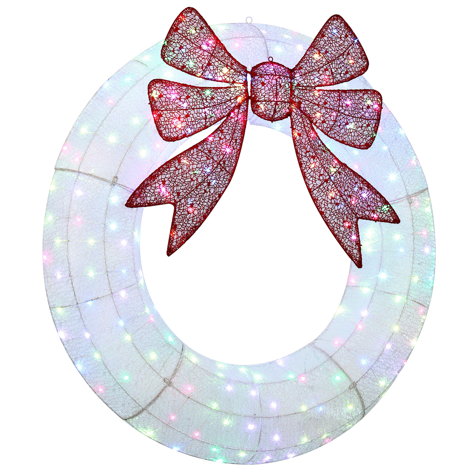 Upsimples 48 in White Pre Lit Christmas Wreath 232 Dual Color LEDs ...