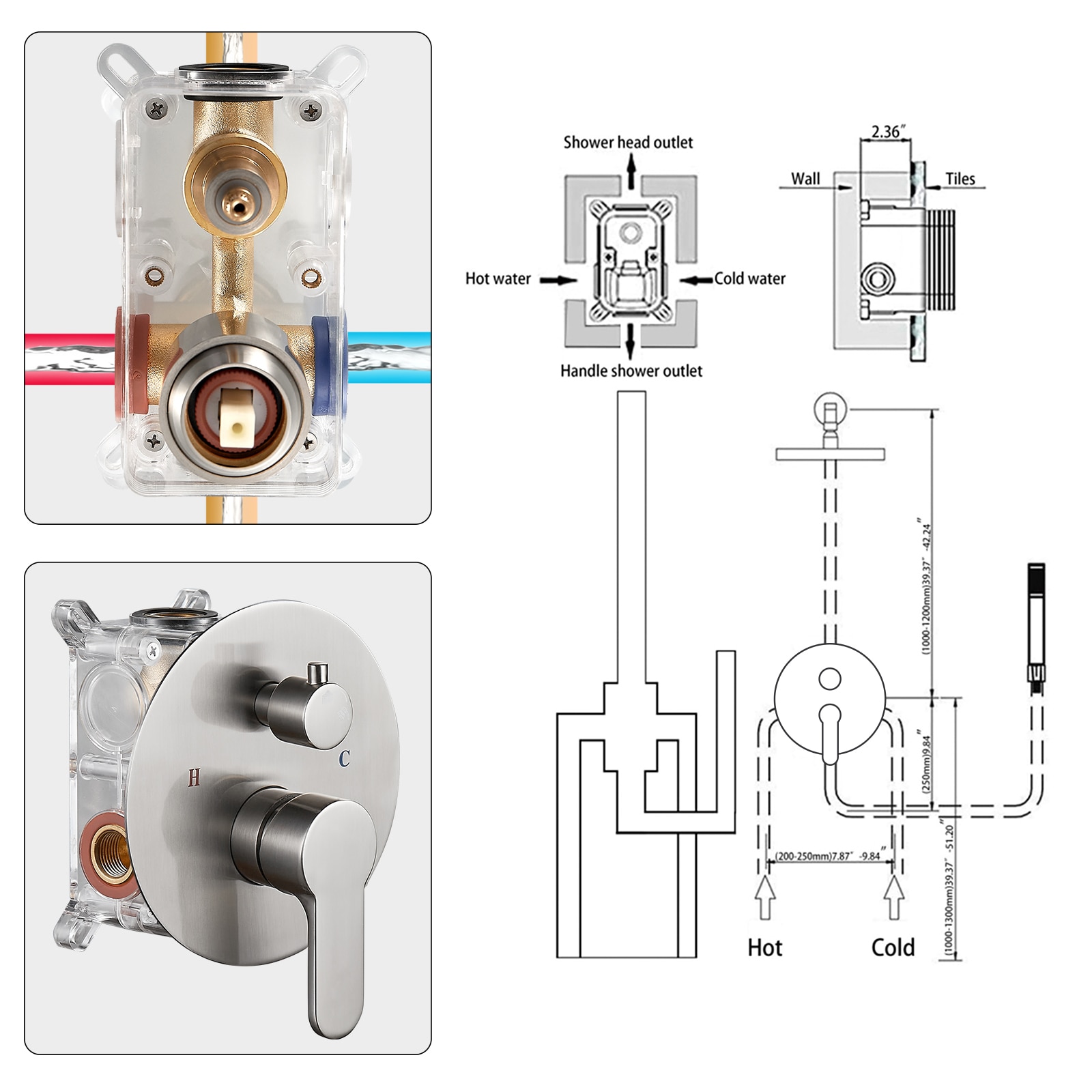 Cobbe LS1-KSA042 Showerhead-Bar-Panels - View #4