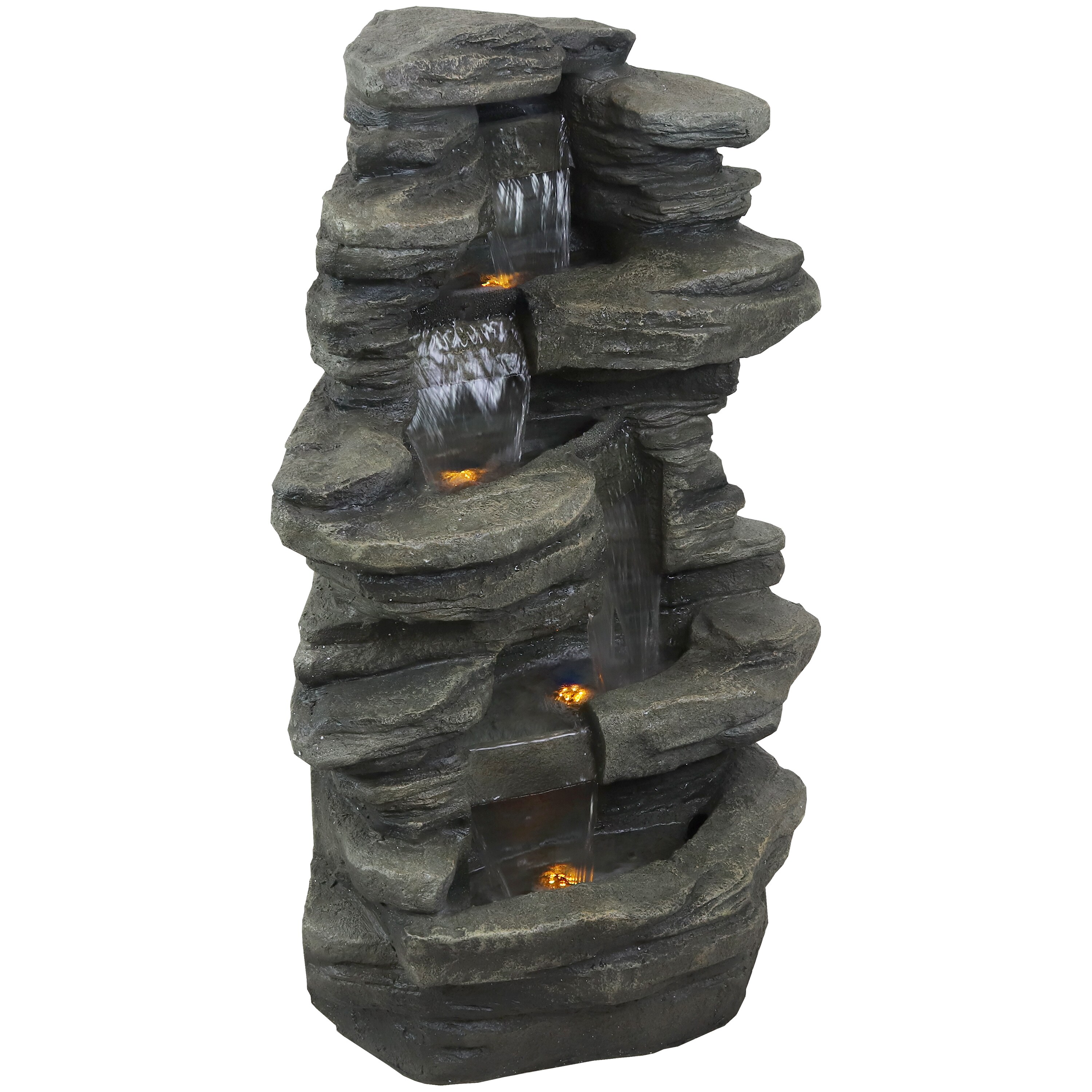 Sunnydaze Decor 38-in H Resin Water Rock Waterfall Outdoor Fountain ...