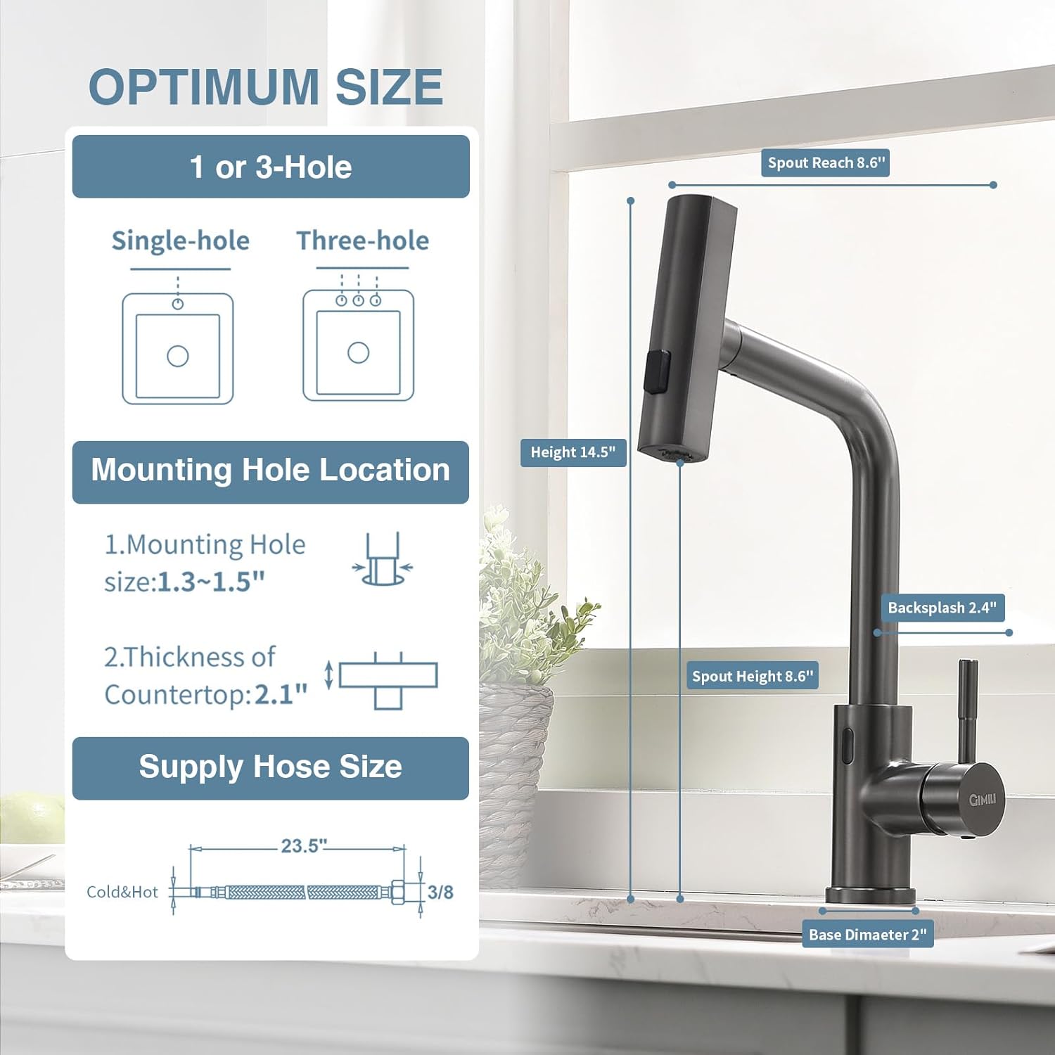 GIMILI B0FB3HYBY5 Kitchen-Faucets - View #3