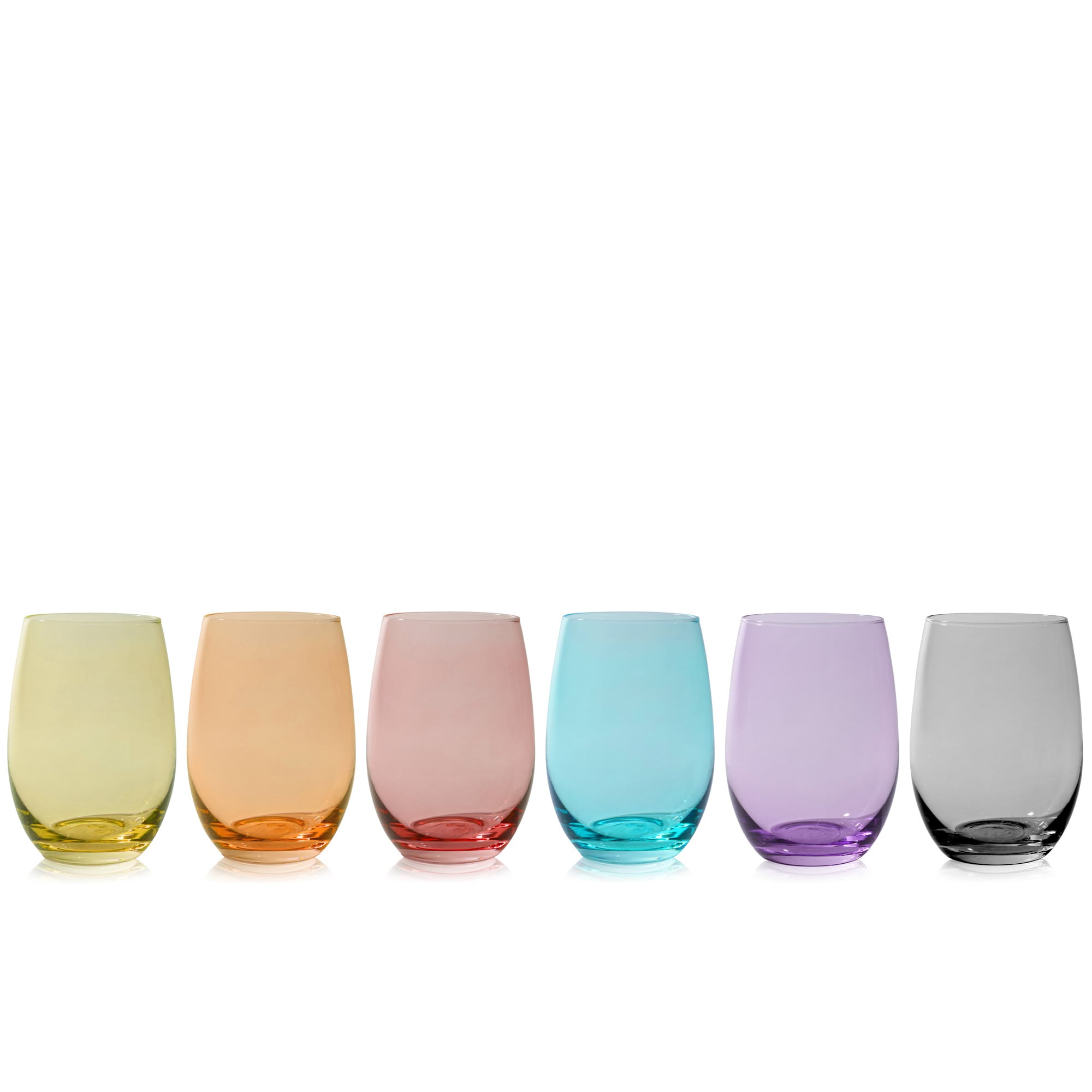 TRUE Vino Stemless Wine Glasses in Assorted Colors Set of 6