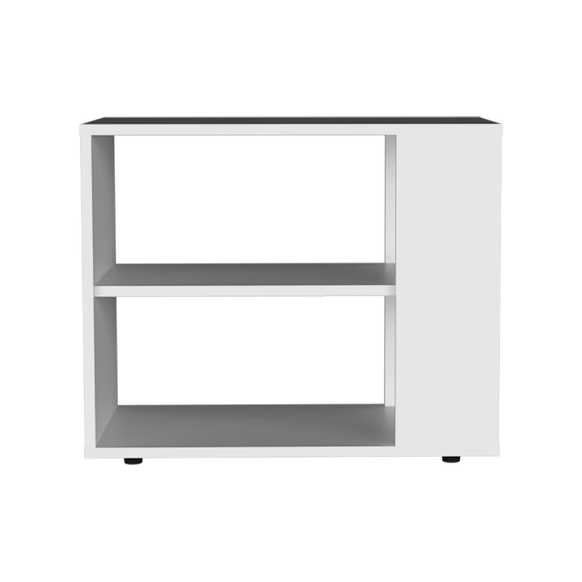 Miki Shinly SYA-0969-01MI 2-Tier End Table 23.6-in W x 19.7-in H White Wood Rectangular Modern End Table with Storage Assembly Required