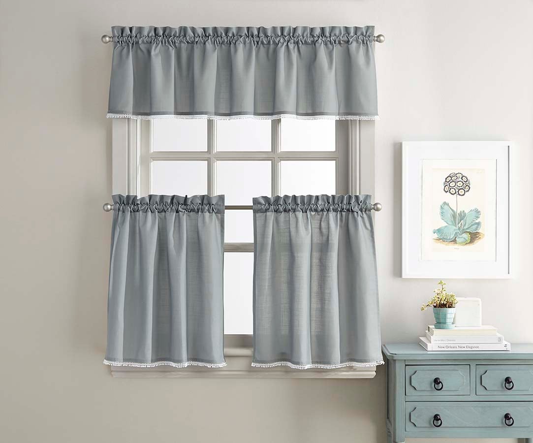 CHF 1Y721800GY Chloe 14-in Grey Polyester Rod pocket Valance