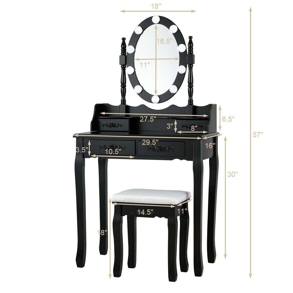 Fenbeli QLLSFENH416 Bedroom-Vanities - View #3