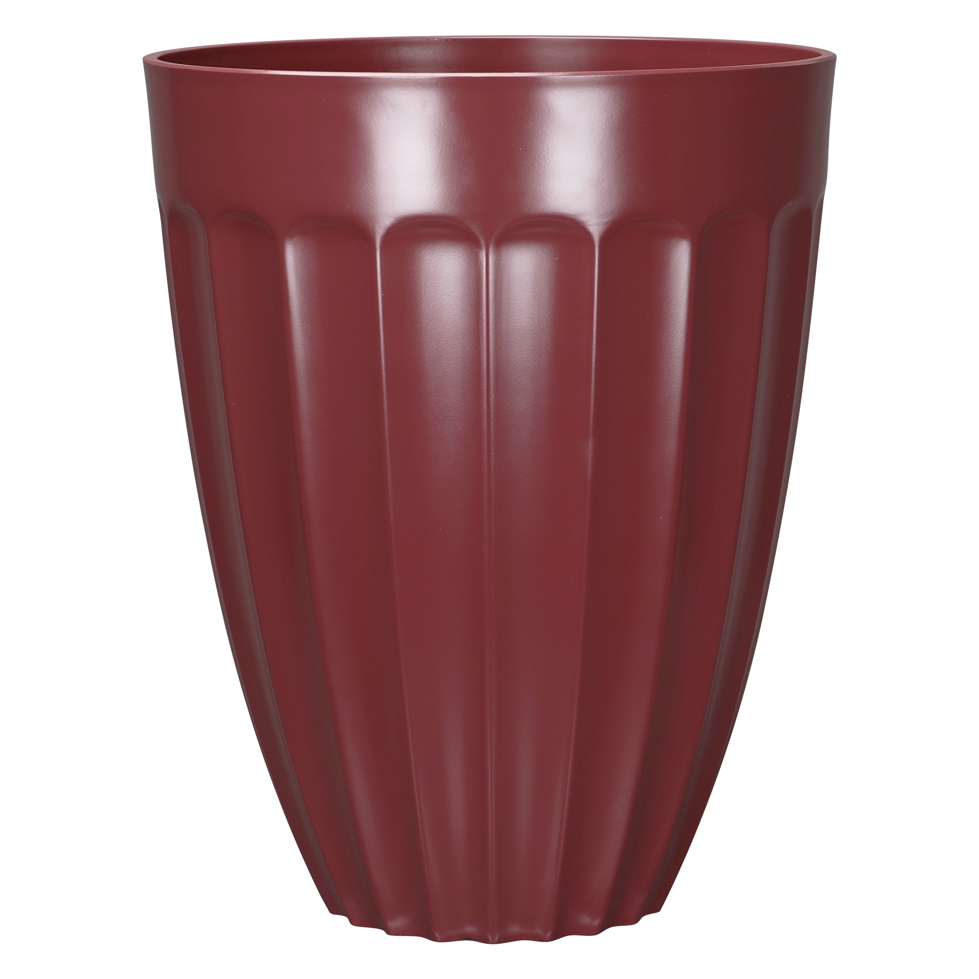 allen + roth PLJF216PCJ Round 15.12-in W Large Red Recycled plastic Contemporary/Modern Indoor/Outdoor Planter with Drainage Holes