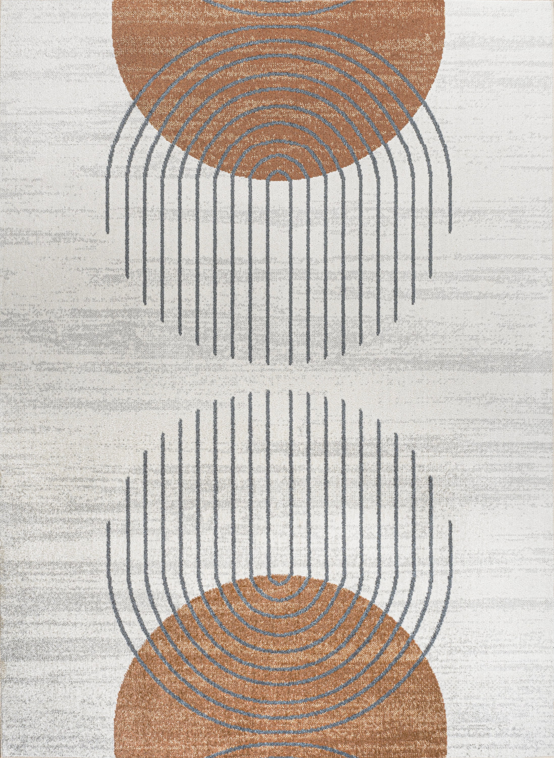 Kallax Cream and Terra Geometric Washable Area Rug