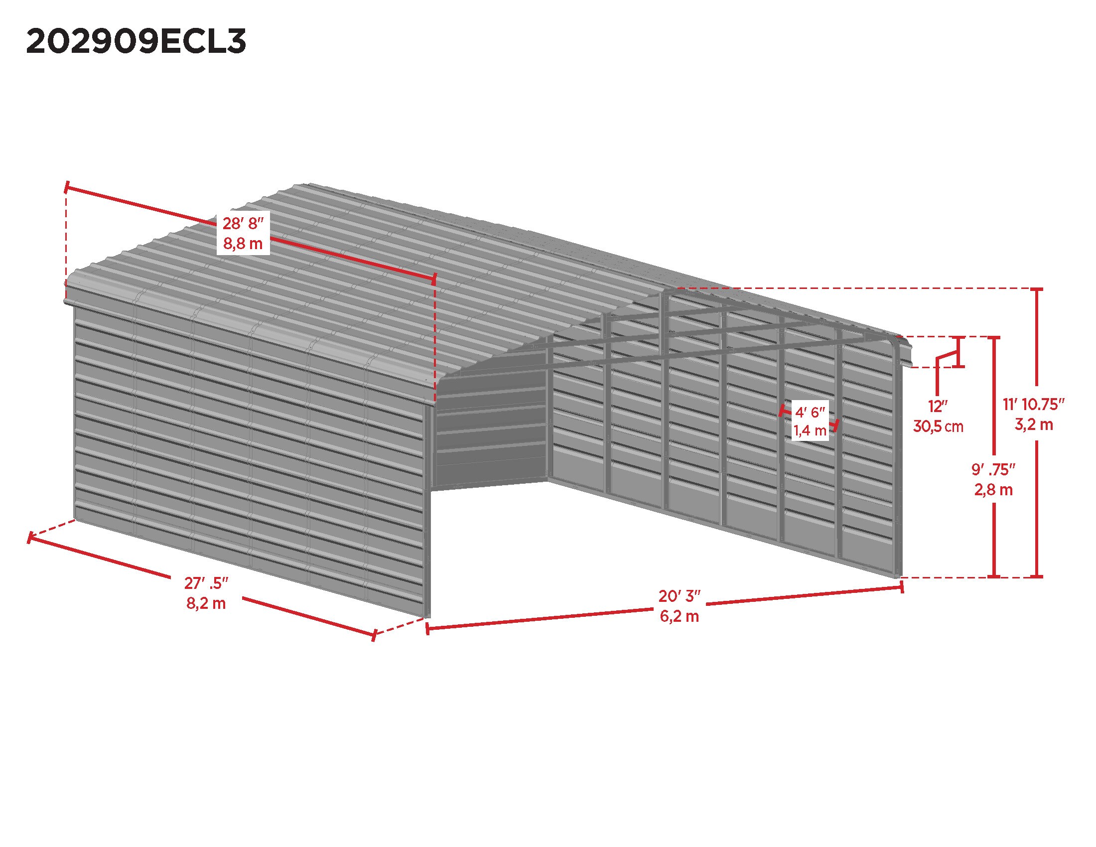 Arrow CPH202909ECL3 Carport-Covers - View #2