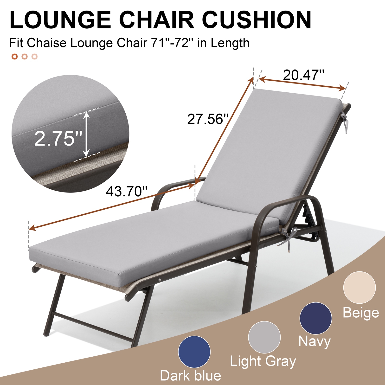 CloudFly CL-CU001LGY-2 Patio-Furniture-Cushions - View #3
