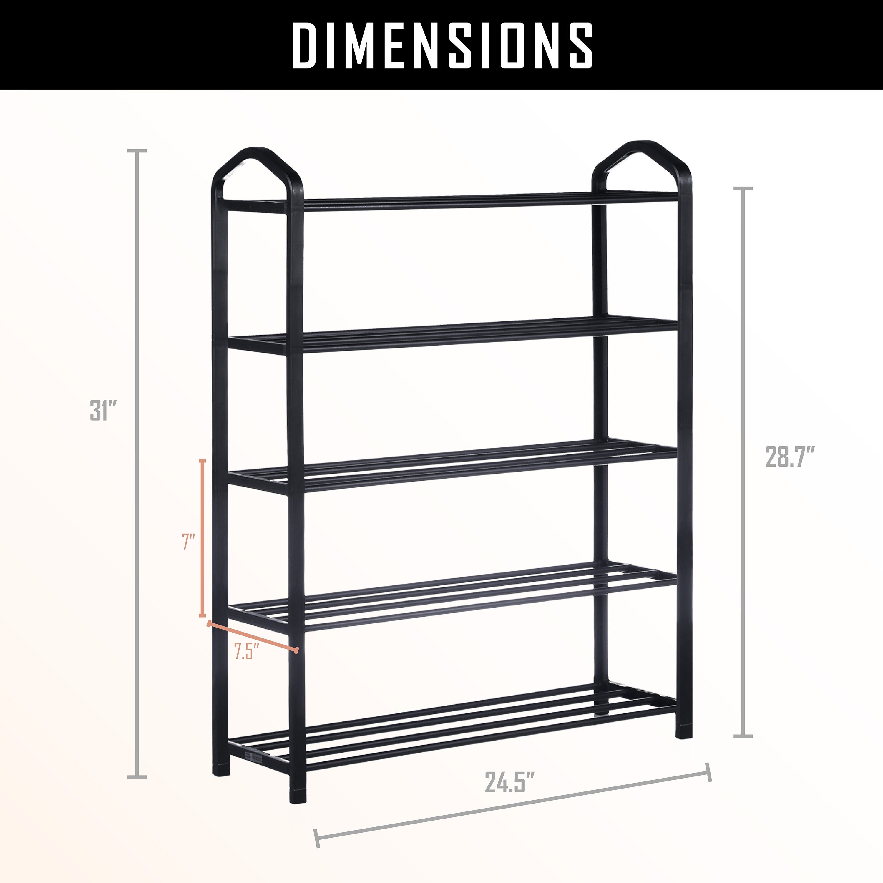 Goplus 7-Tier Black Wood Shoe Rack, Freestanding Shoe Storage for 7 Pairs, 43.5-in H