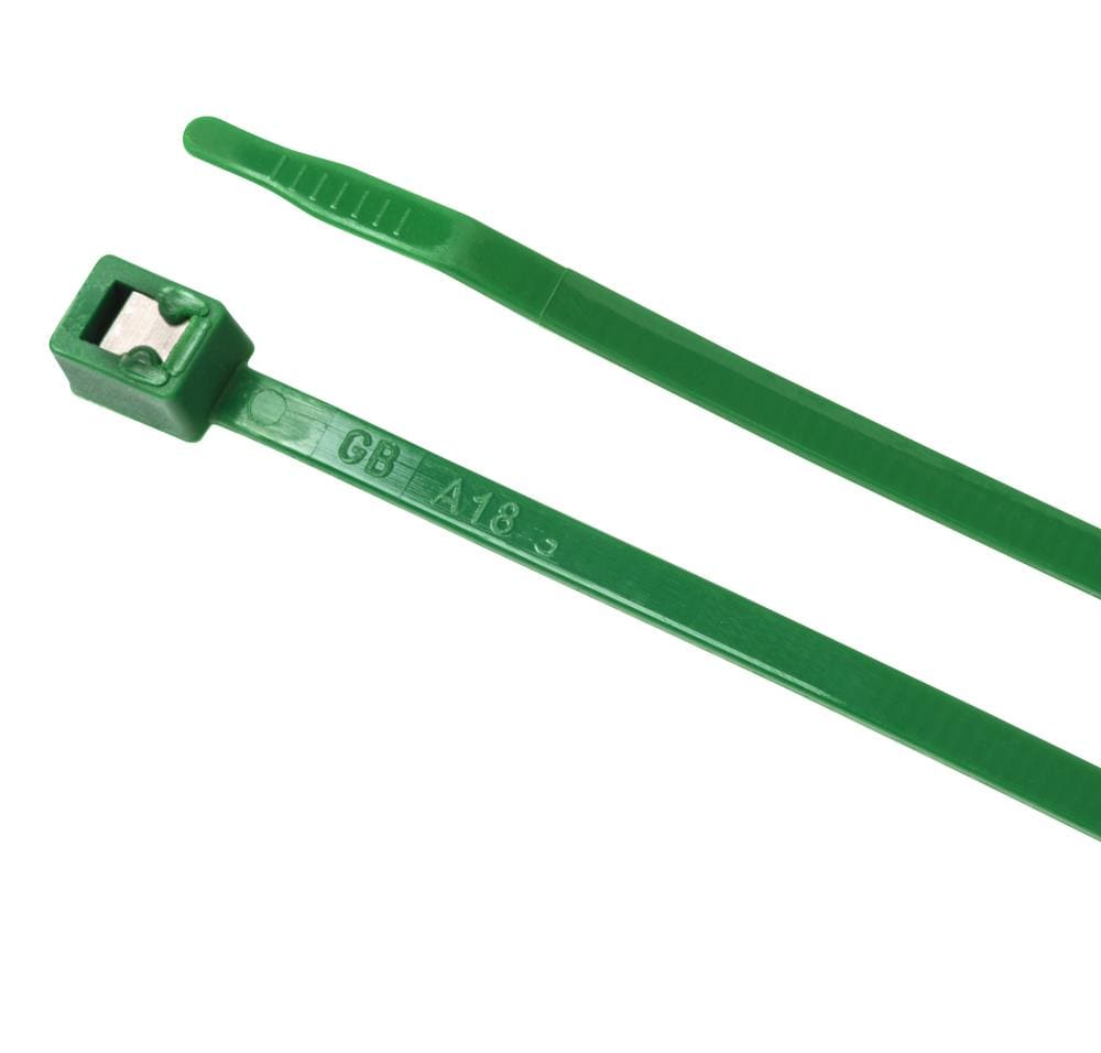 100 7" Inch Long 50# Pound GREEN Nylon Cable Zip Ties Ty Wraps MADE IN THE USA 
