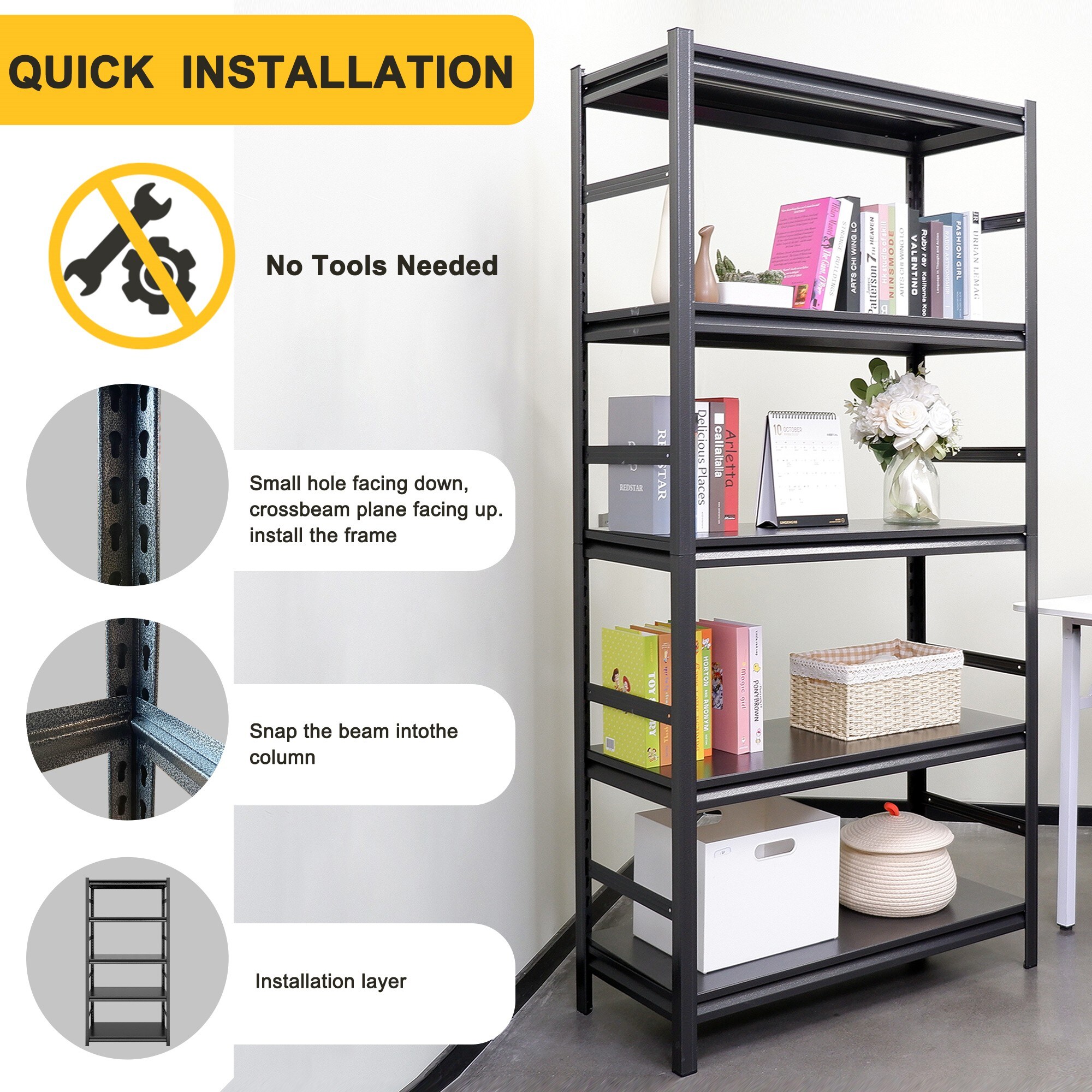 Maocao Hoom Steel Heavy Duty 5-Tier Utility Shelving Unit (15.7-in W x ...