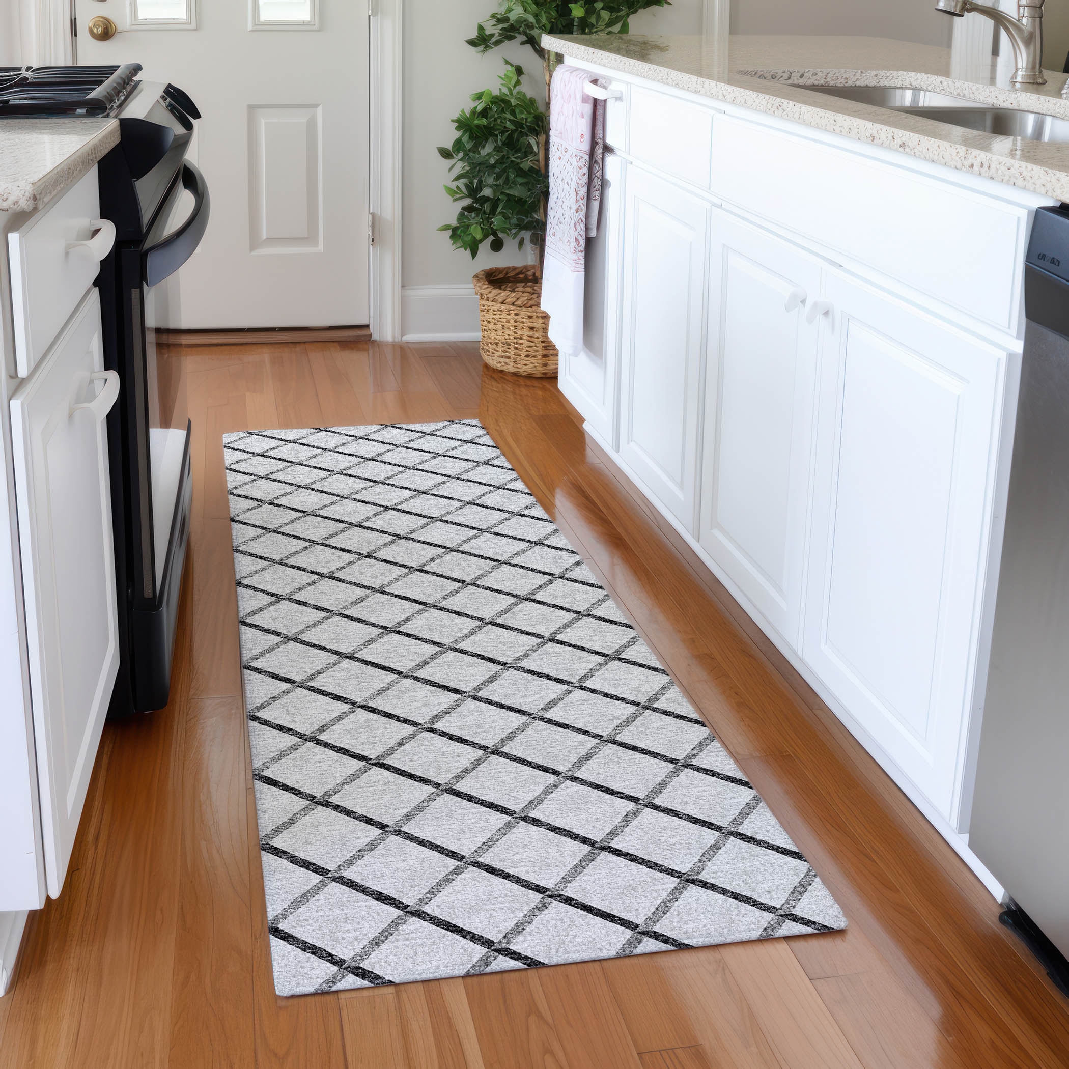 Addison Rugs AMF140GY2X8 Mayfield AMF140GY 2 x 7 (ft) Loomed Polyester Gray Rectangular Indoor Geometric Machine washable Area rug