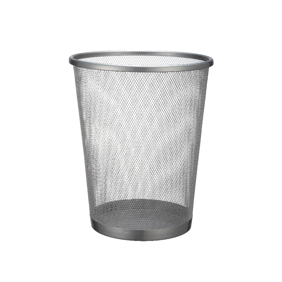 Steel Mesh Silver  Rectangular Open Top Waste Basket Bin Trash Can 8x12x12 2042 