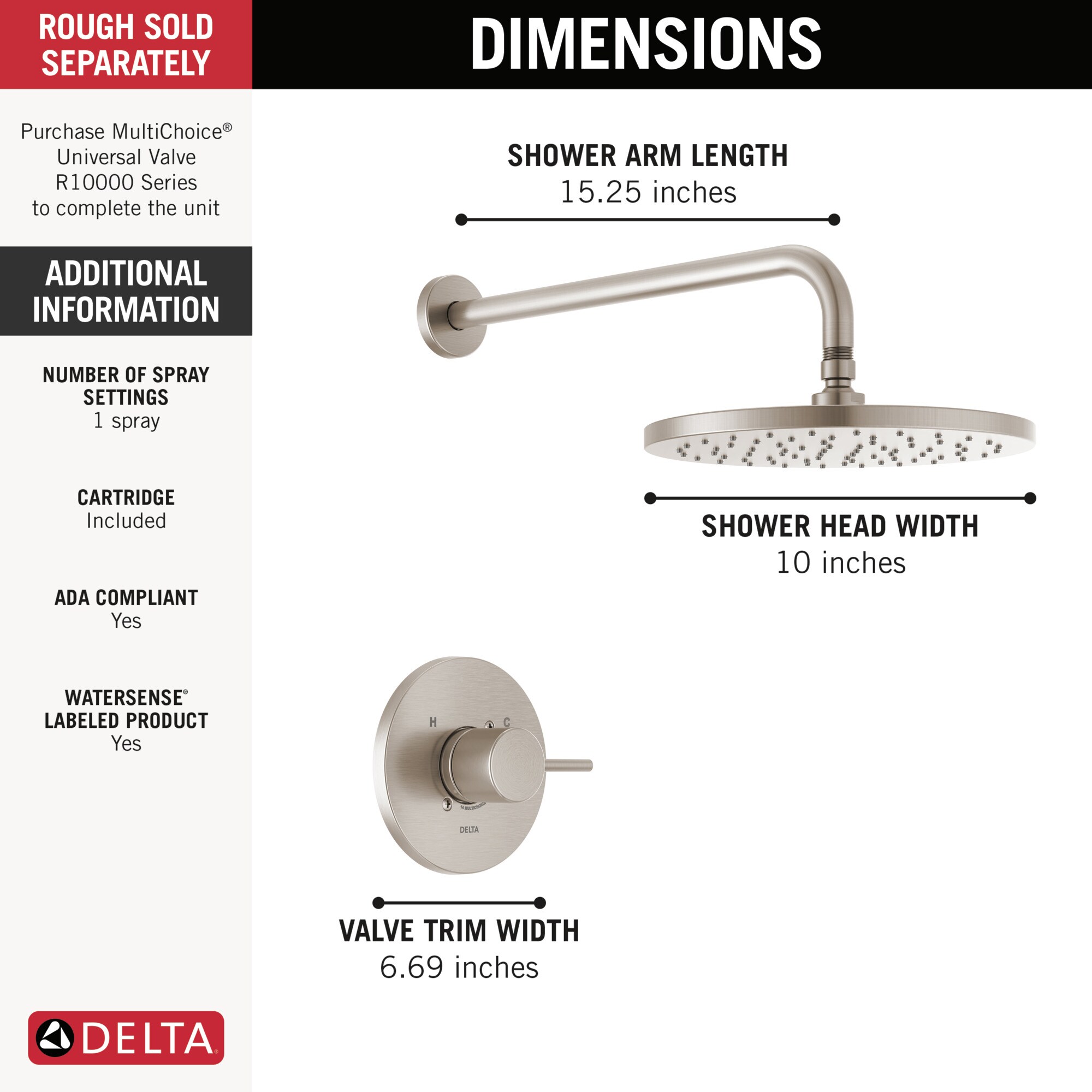 Delta T14269-SP-PP Tub-Shower-Faucets - View #3