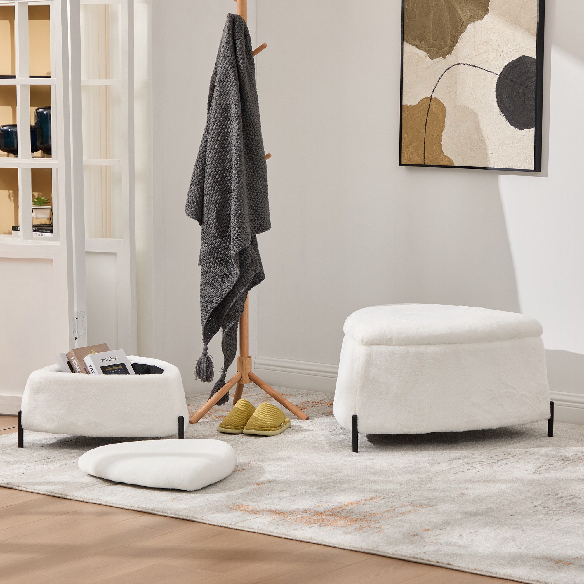 Aortzio HM-T4045-IVORY Indoor-Ottomans - View #5