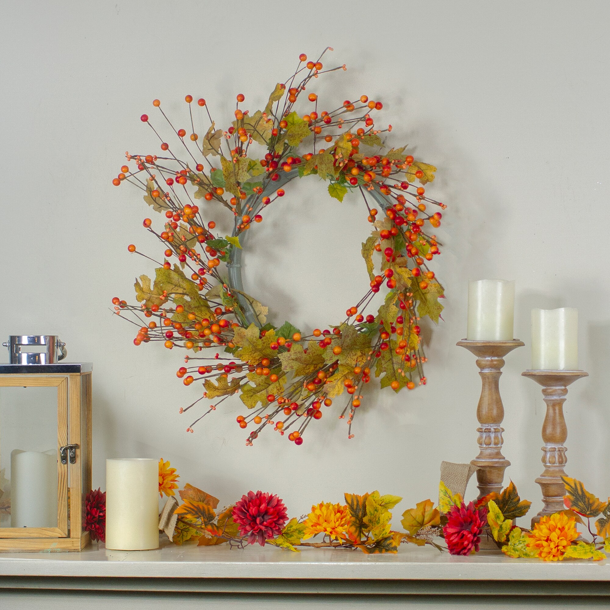 Northlight 1.83-ft 22-in Harvest Artificial Wreath in the Fall Wreaths ...