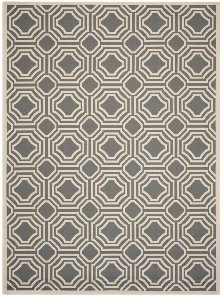 Safavieh CY6112-246-8 Courtyard Maui 8 x 11 (ft) Loomed Polypropylene Anthracite/Beige Rectangular Indoor/Outdoor Geometric Coastal Area rug