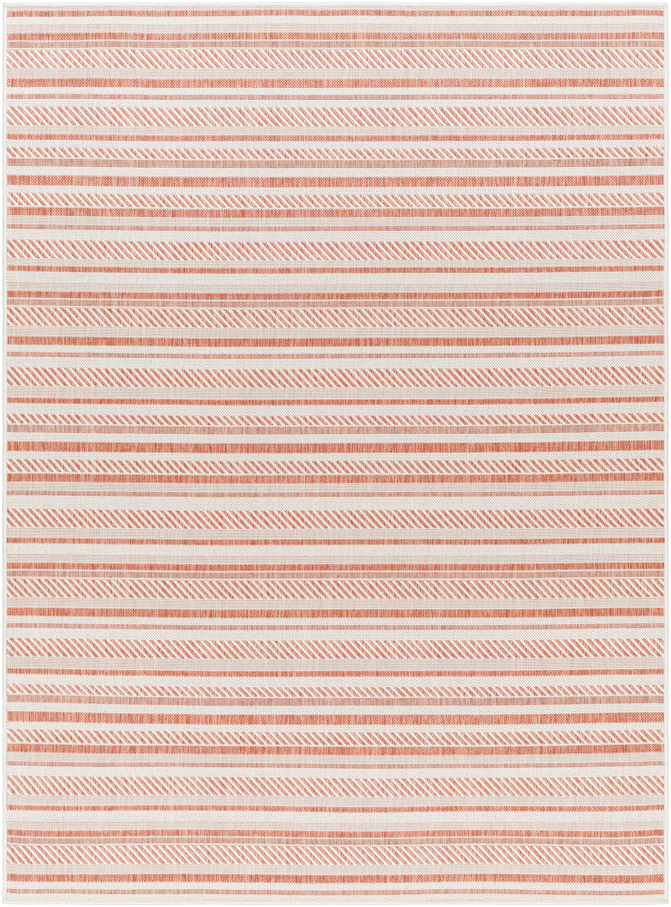 Livabliss EAG2423-710102 Eagean 7 x 10 (ft) Flatweave Polypropylene Orange Rectangular Outdoor Stripe Area rug