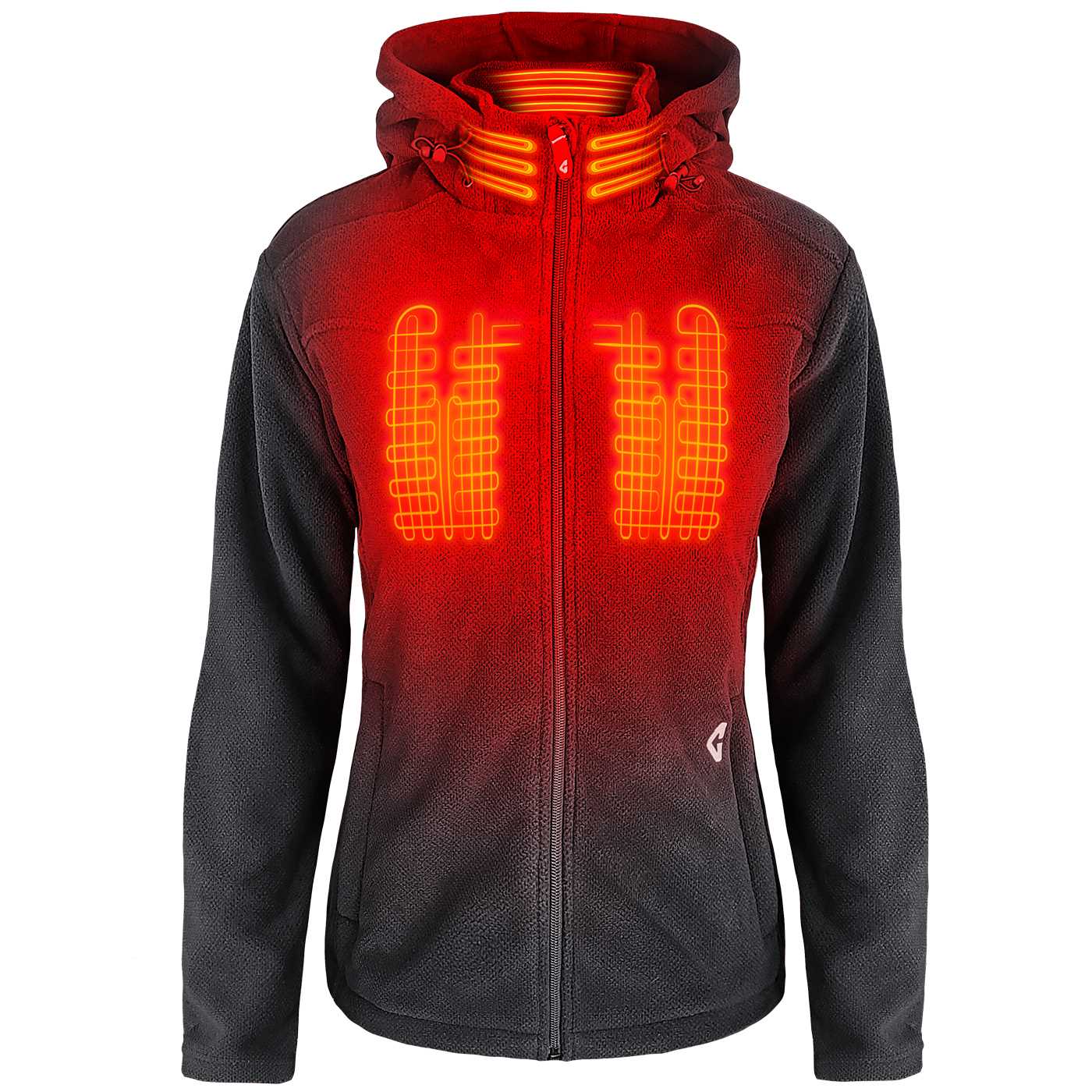 Gerbing GER-TFJKT-7V-W-G-M Women's Grey Fleece Hooded Heated jacket ( Medium ) Battery Included and Charger Included