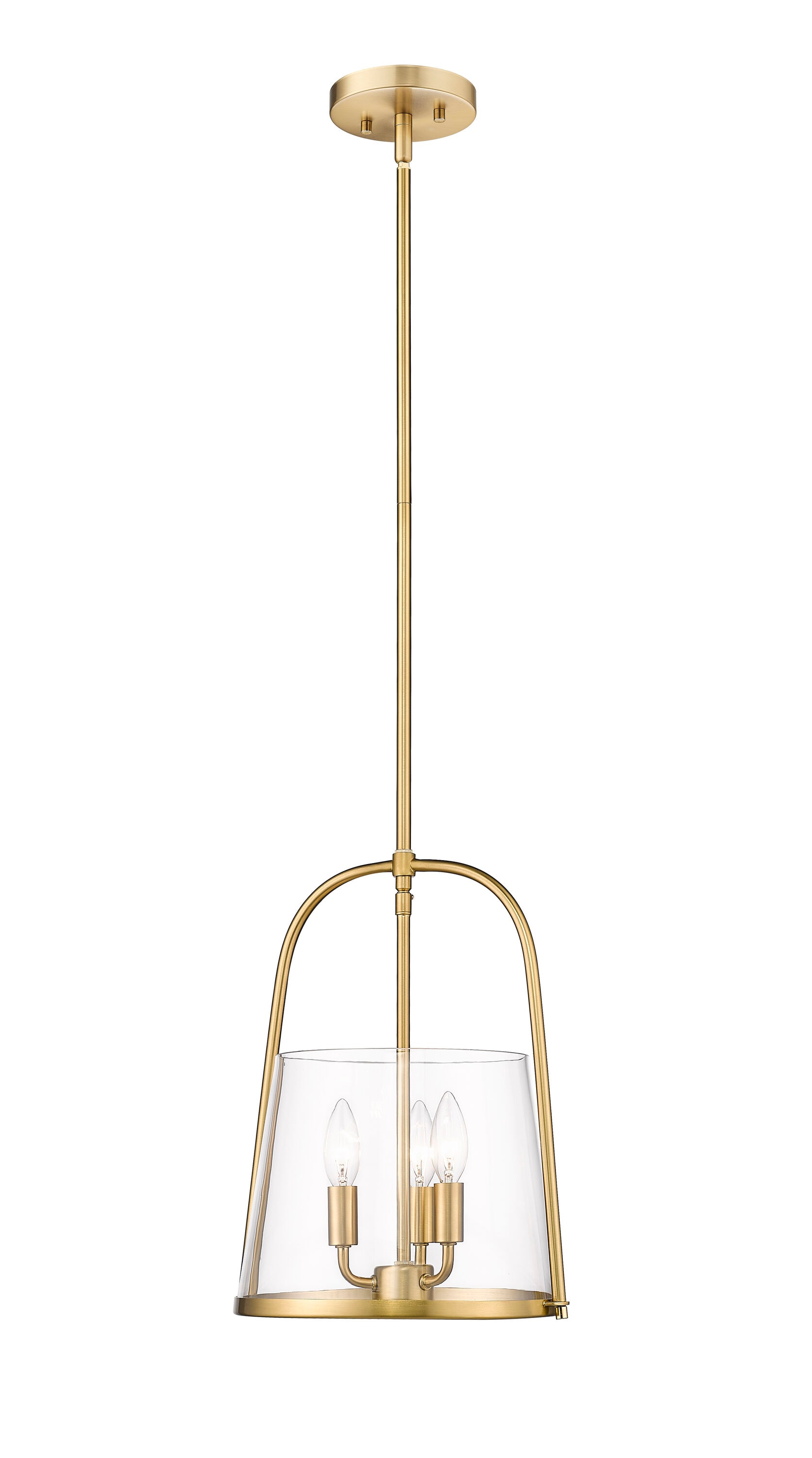 Modern Gold Steel and Glass 3-Light Pendant
