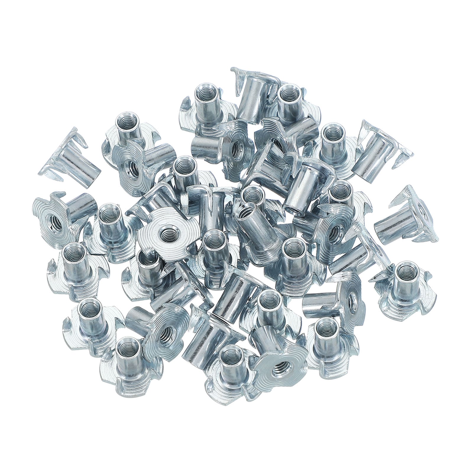 PATIKIL M5 T-Nuts 60pcs Zinc Plated Steel 4-Pronged Tee Blind Nut 12 mm Length Four-jaw t Nuts Threaded Inserts Hardware for Wood Furniture Cabinetry Rock Climbing Holds