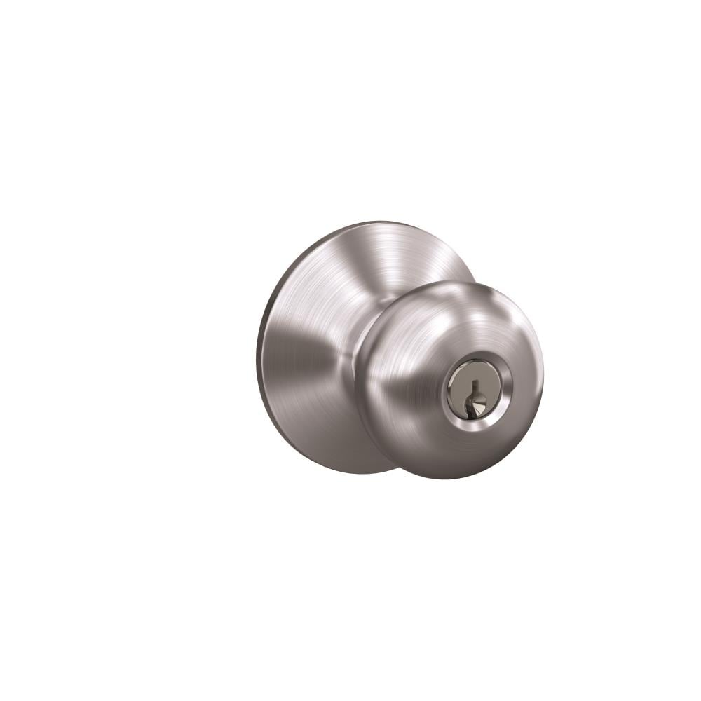 Schlage F51APLY626 F Series Satin Chrome Traditional Interior/Exterior Keyed entry door knob Single pack