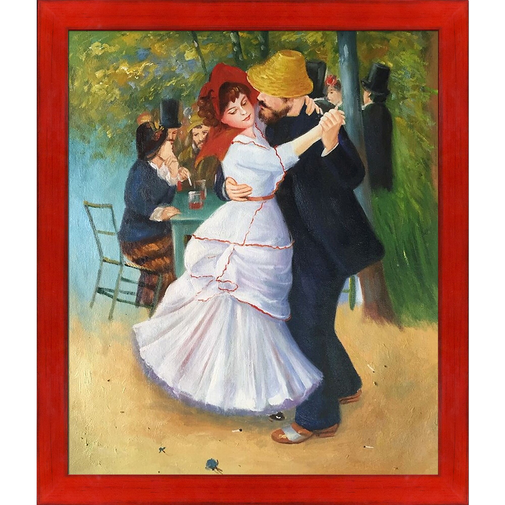 La Pastiche Dance At Bougival Pierre auguste Renoir Black Red Wood