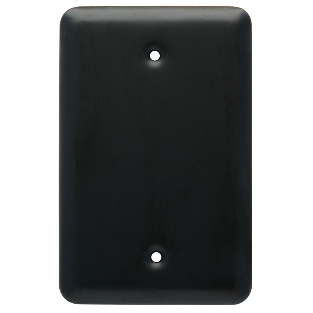 Style Selections W13731-FB-CP Stamped Round 1 -Gang Standard Size Flat Black Steel Indoor Blank Wall Plate