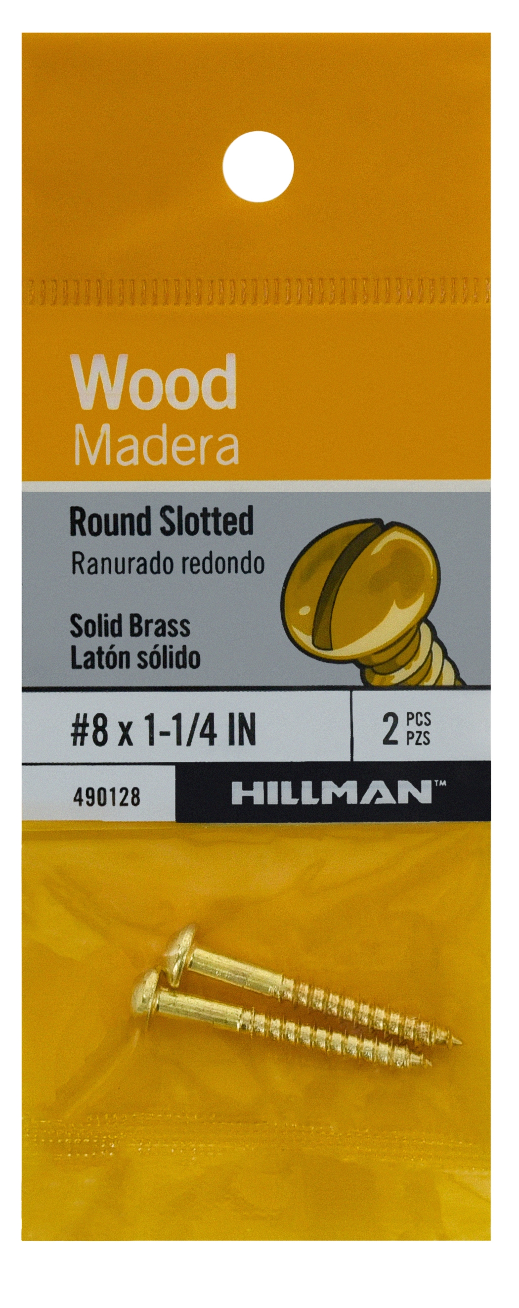 Hillman 490128 #8 x 1-1/4-in Brass Interior Wood screws ( 2 -Per Box )