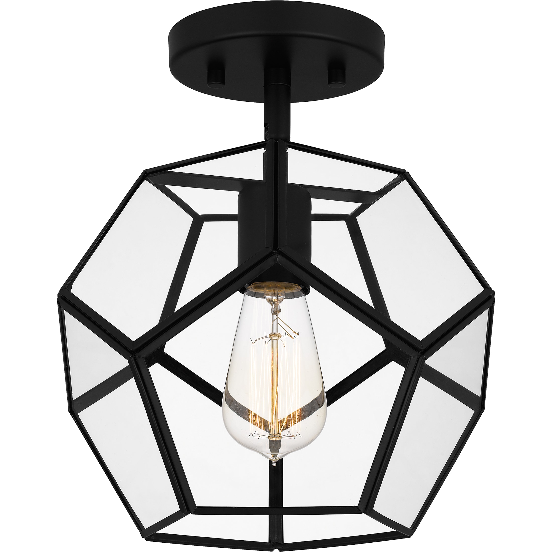 Quoizel QSF5593MBK Kinslee 1-Light 9.5-in Matte Black Semi mount light