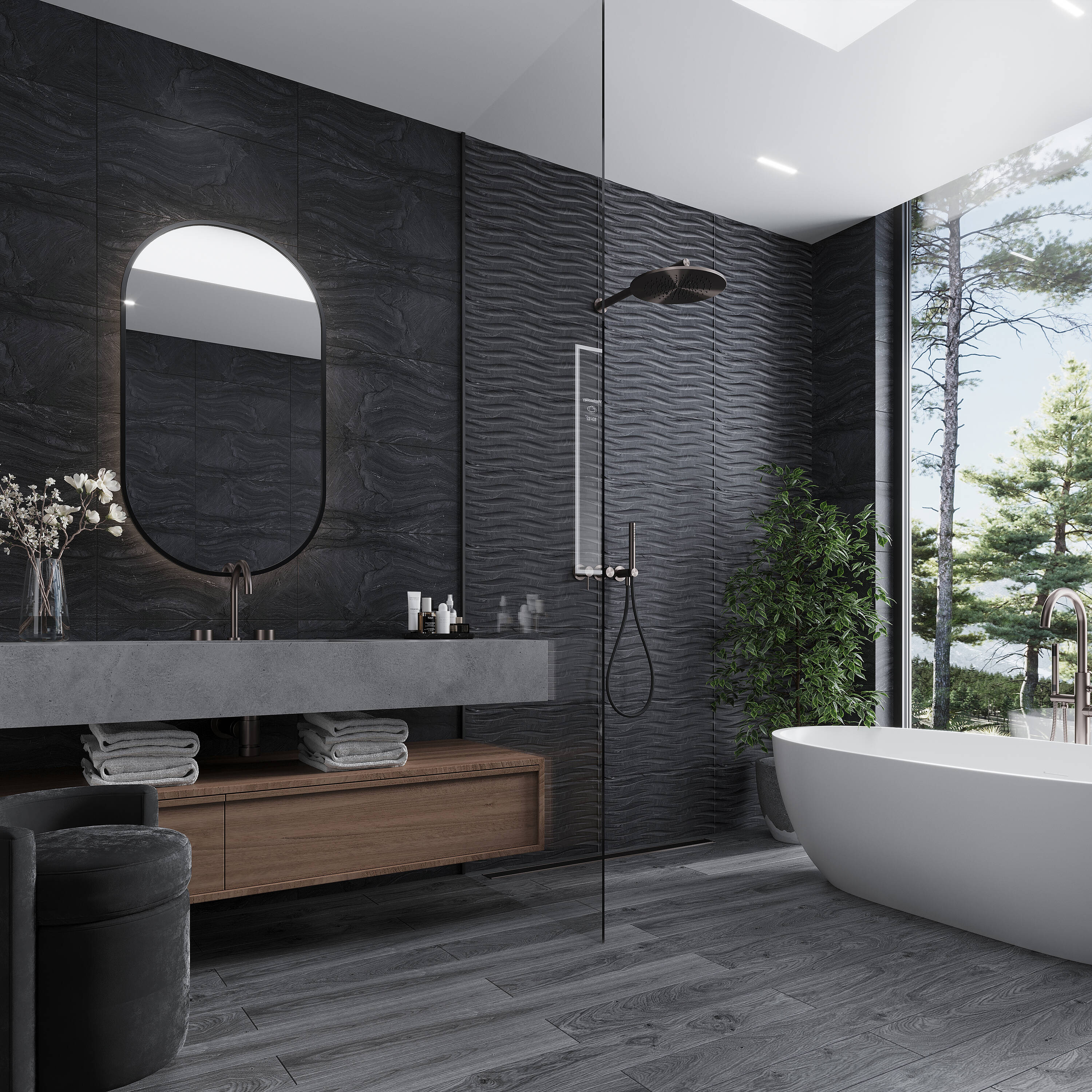 Apollo Tile Black 13-in x 25-in Matte Porcelain Marble Look Floor and ...