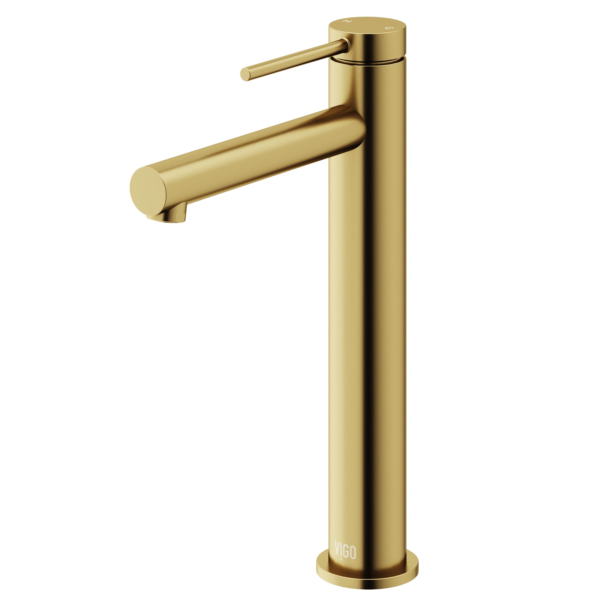 VIGO VG03037MG Jewel Matte Brushed Gold Vessel 1-handle WaterSense High-arc Commercial/Residential Handle Bathroom Sink Faucet