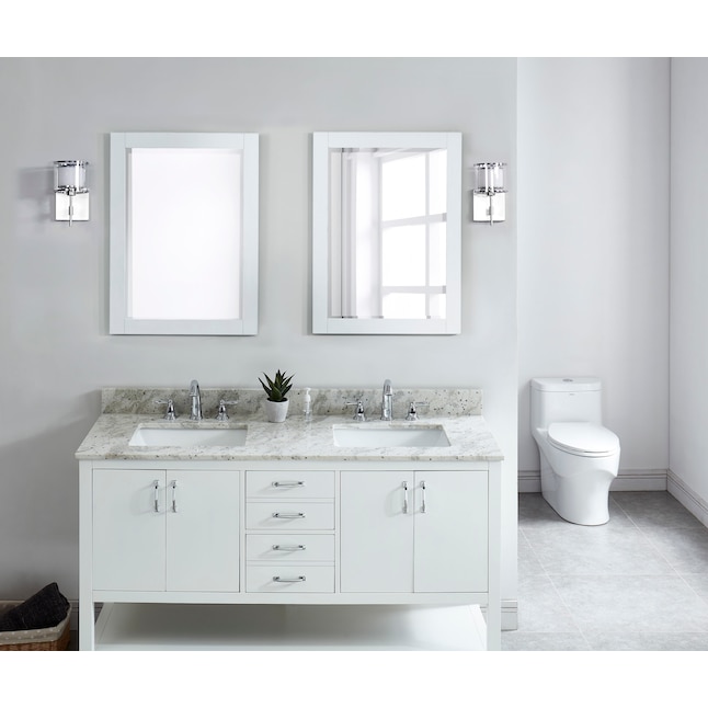 Bestview 61-in Glacier White Granite Undermount Double Sink Bathroom ...
