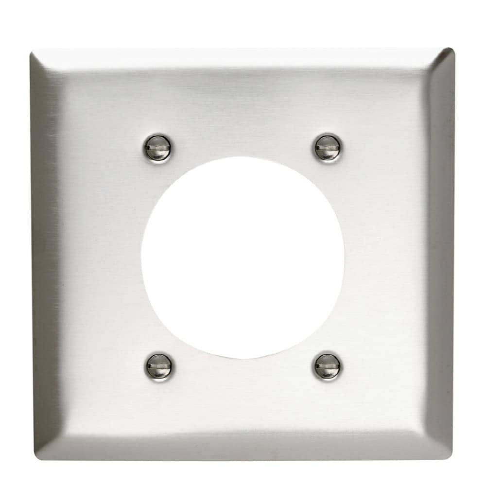 Legrand 2 Gang Stainless Steel Type 430 Round Standard Wall Plate In   00499773 