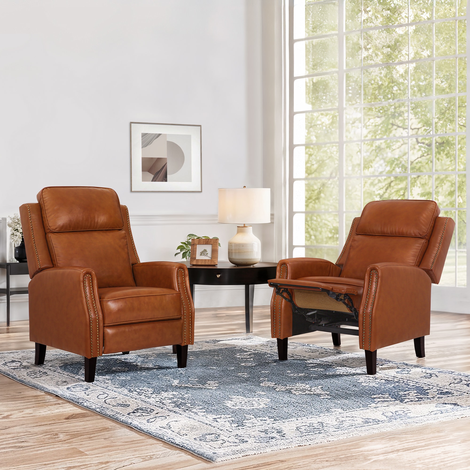 Yurevna - Recliner Camel Leather Upholstered Stationary 3-position