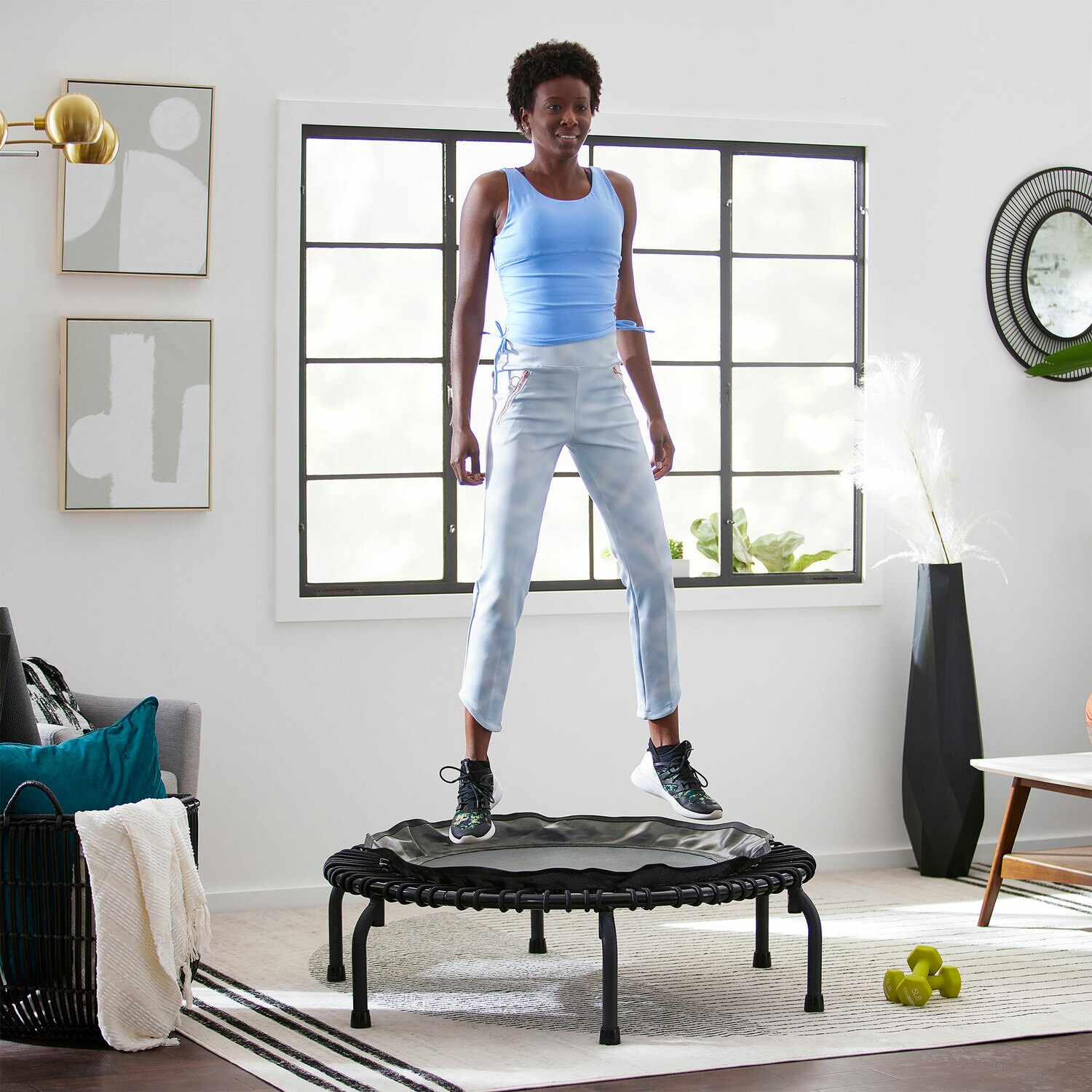 JumpSport 430 44-Inch In-Home Rebounder Fitness Trampoline with Long-Lasting Premium Bungees and Included Workout DVDs