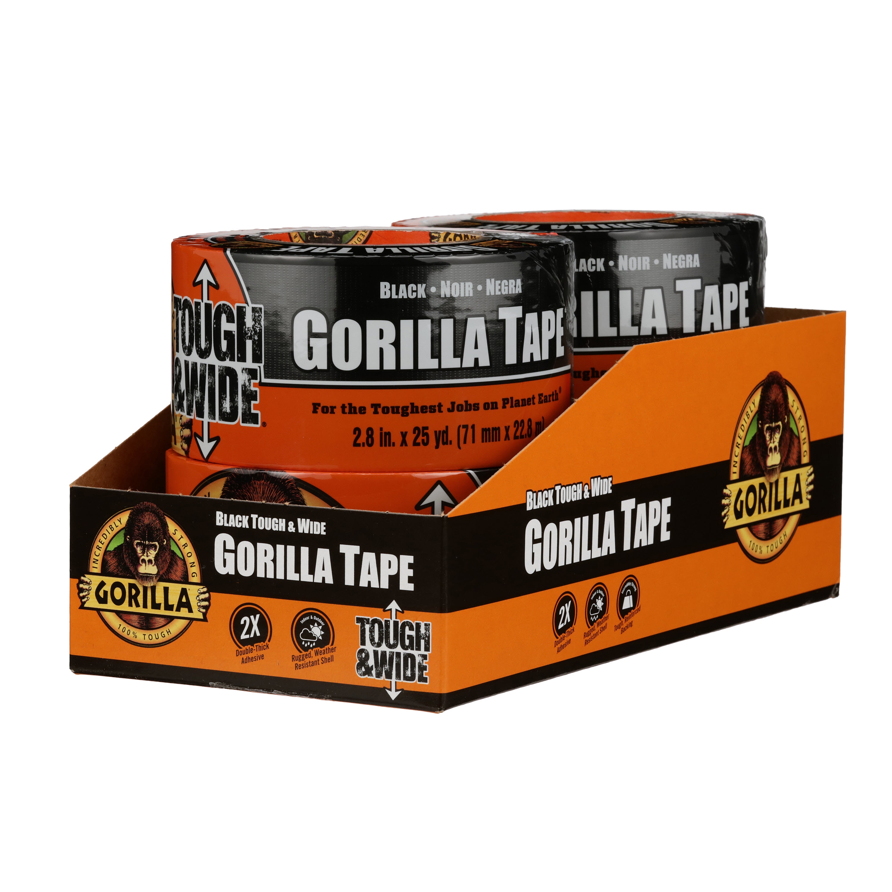  Gorilla Double-Sided Tape, 1.41 x 8 yd, Gray, (Pack
