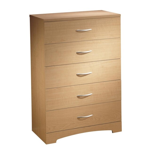 Natural Maple 5 Drawer Chest, Modern Maple Dresser Chest Of Drawers Floor Cabinet Storage Organizer