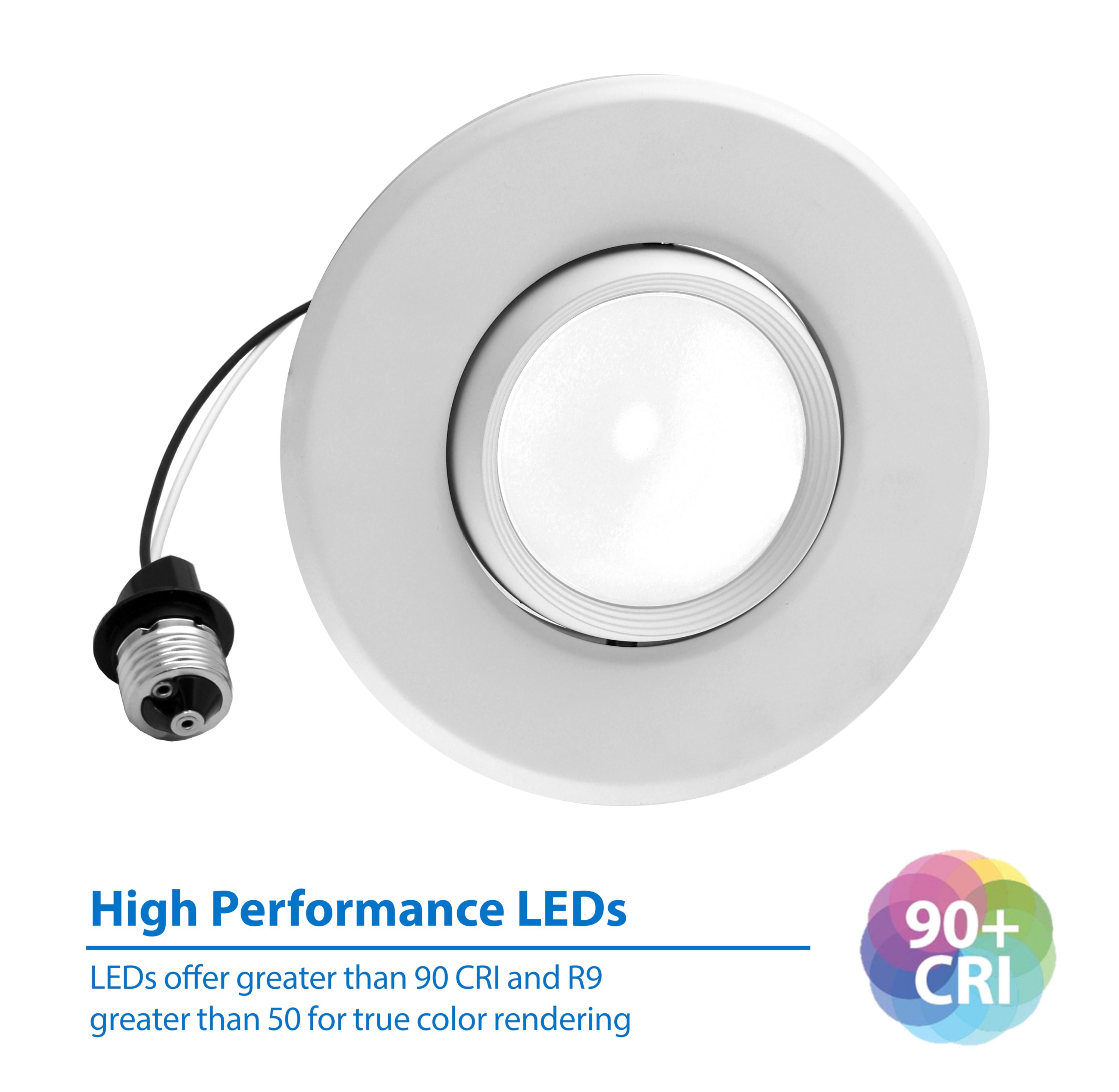 6'' White Aluminum LED Adjustable Recessed Trim