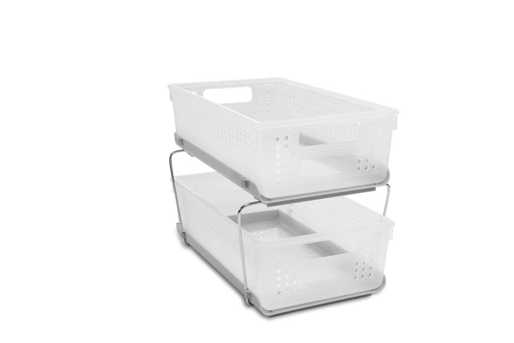 2 Tier Clear Organizer With Dividers, Multi-purpose Slide-out